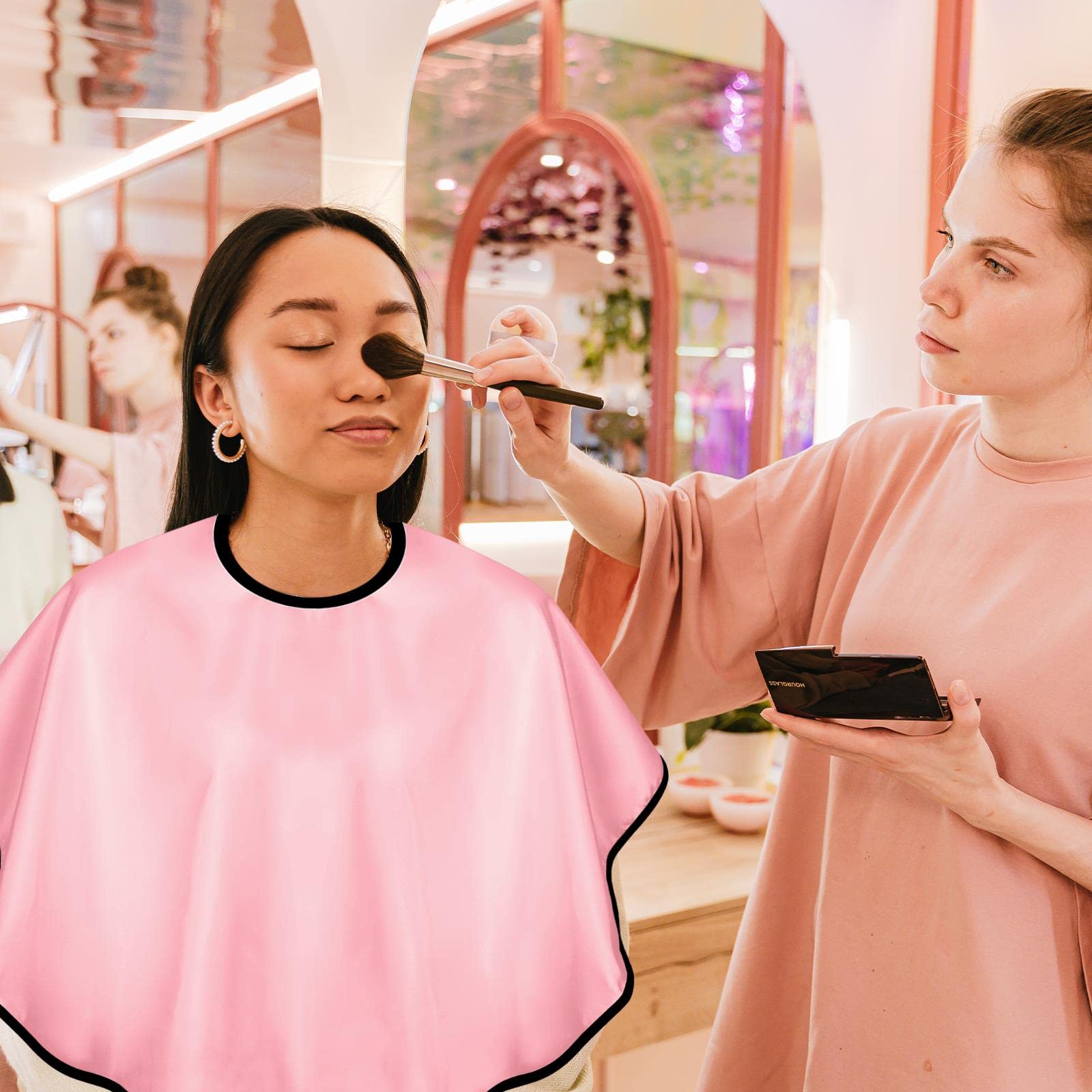 Kalione 3 Pcs Makeup Capes For Clients Beauty Salon Makeup Bibs Shorty Smock For Clients Lightweight Comb-Out Beard Apron Hair D