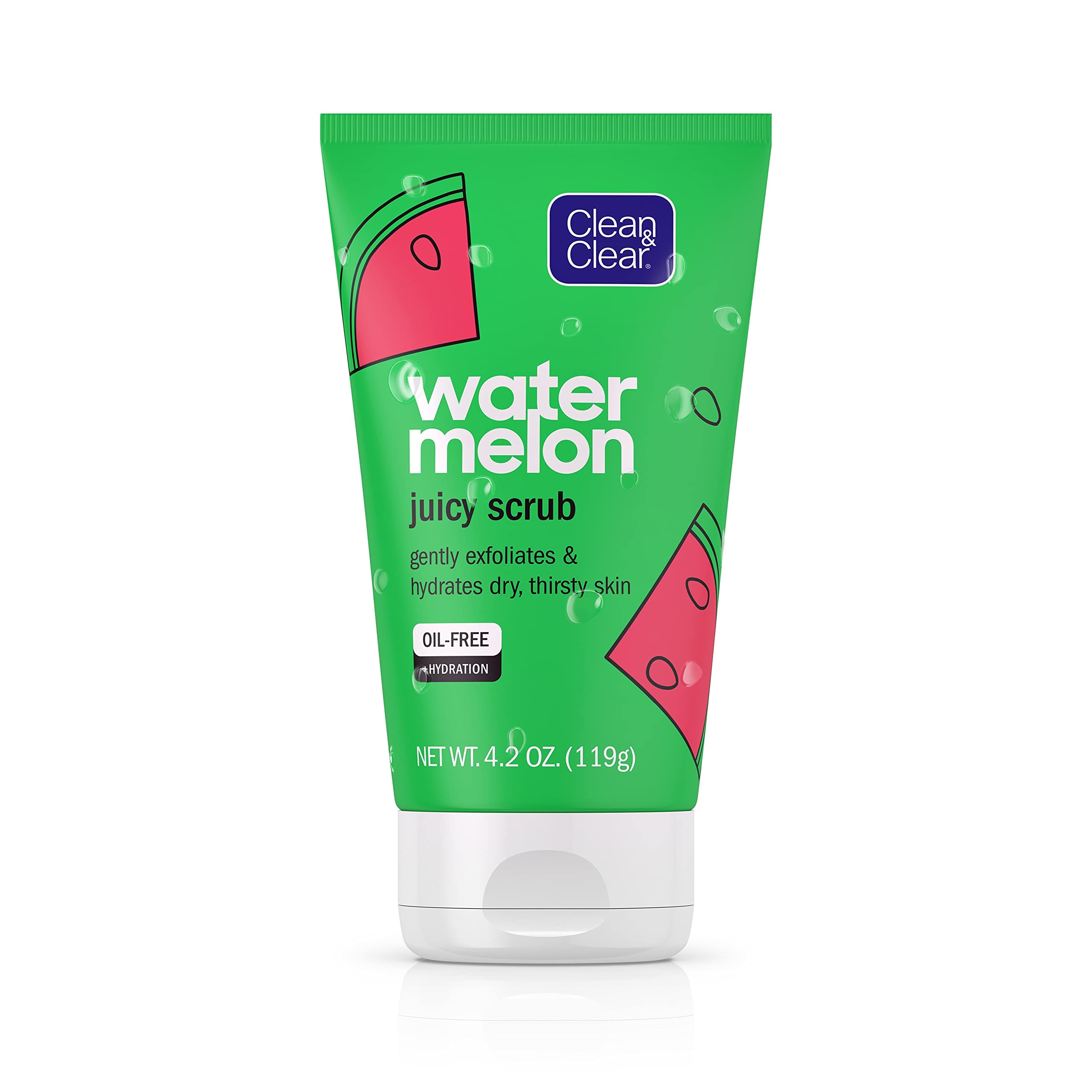 Clean & Clear Hydrating & Exfoliating, Gentle & Oil Free Juicy Watermelon Daily Facial Cleanser Scrub, Buffs Dirt & Oil While Cl