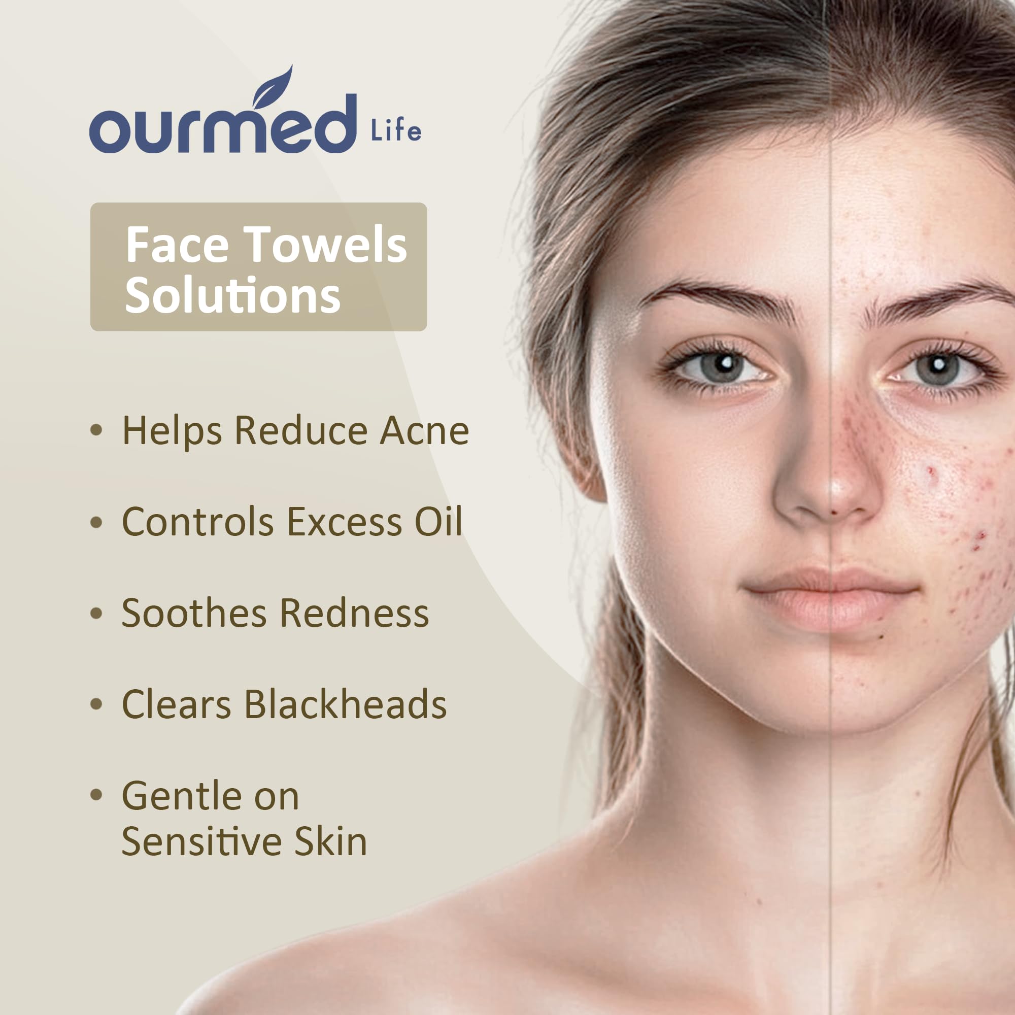 ourmed life Disposable Face Towel | Lint-Free Biodegradable Towels | Face Clean Dry Makeup Remover Wipes | Super Soft & Thick fo