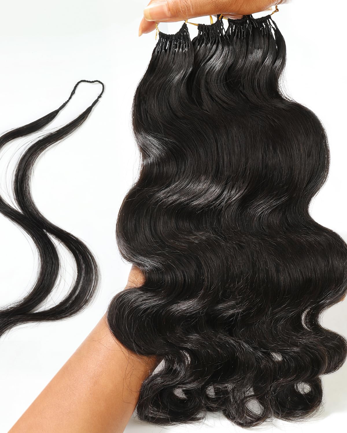 BEEOS Body Wave Human Crochet Hair 160g, Pre-Separated Knotless Feather Crochet Human Hair for Black Women, Detangle Easily Natu