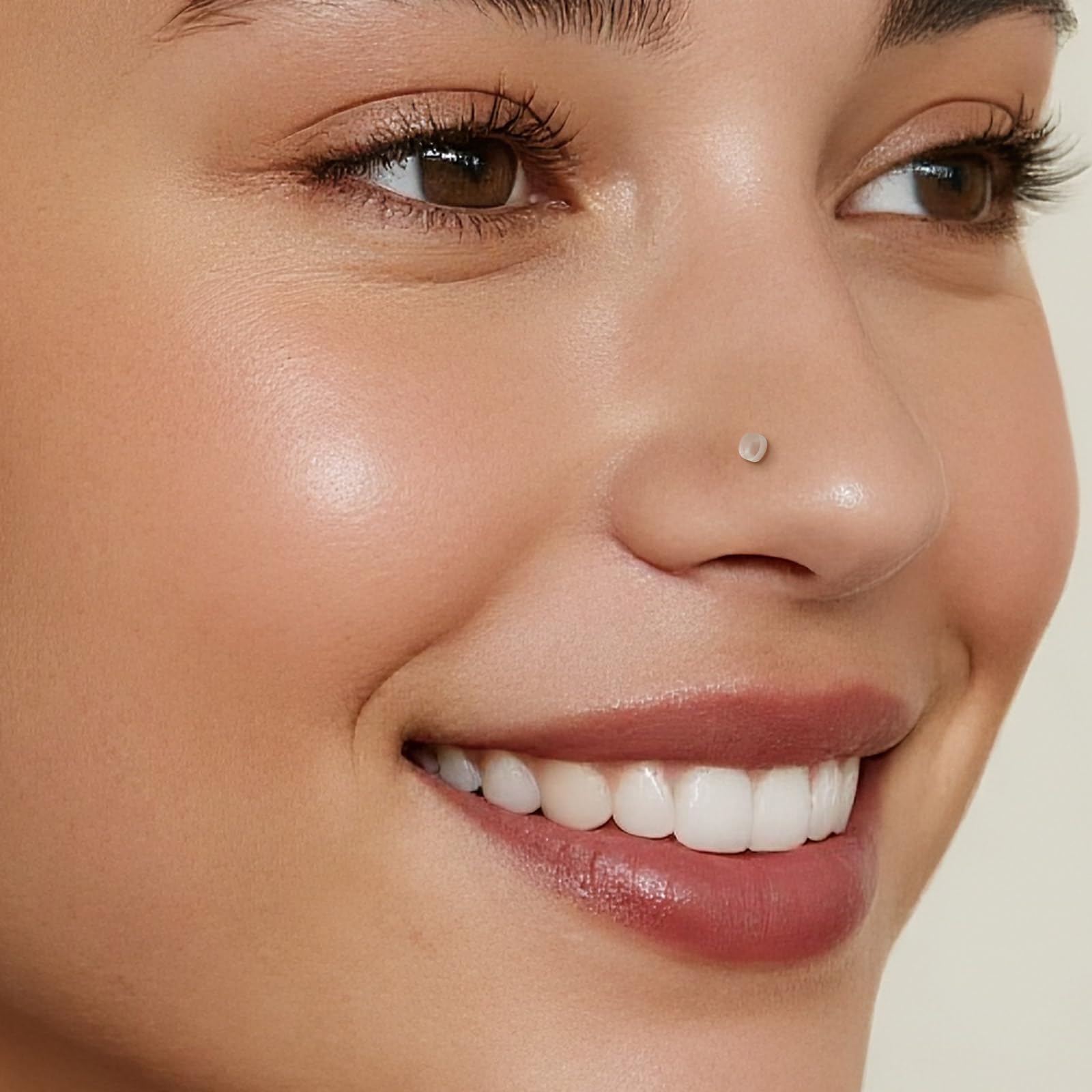 Accirrch Clear Nose Stud for Work Women and Men Set - 12Pcs 20G Bioflex Plastic L Shape Nose Rings Body Clear Piercing Retainer