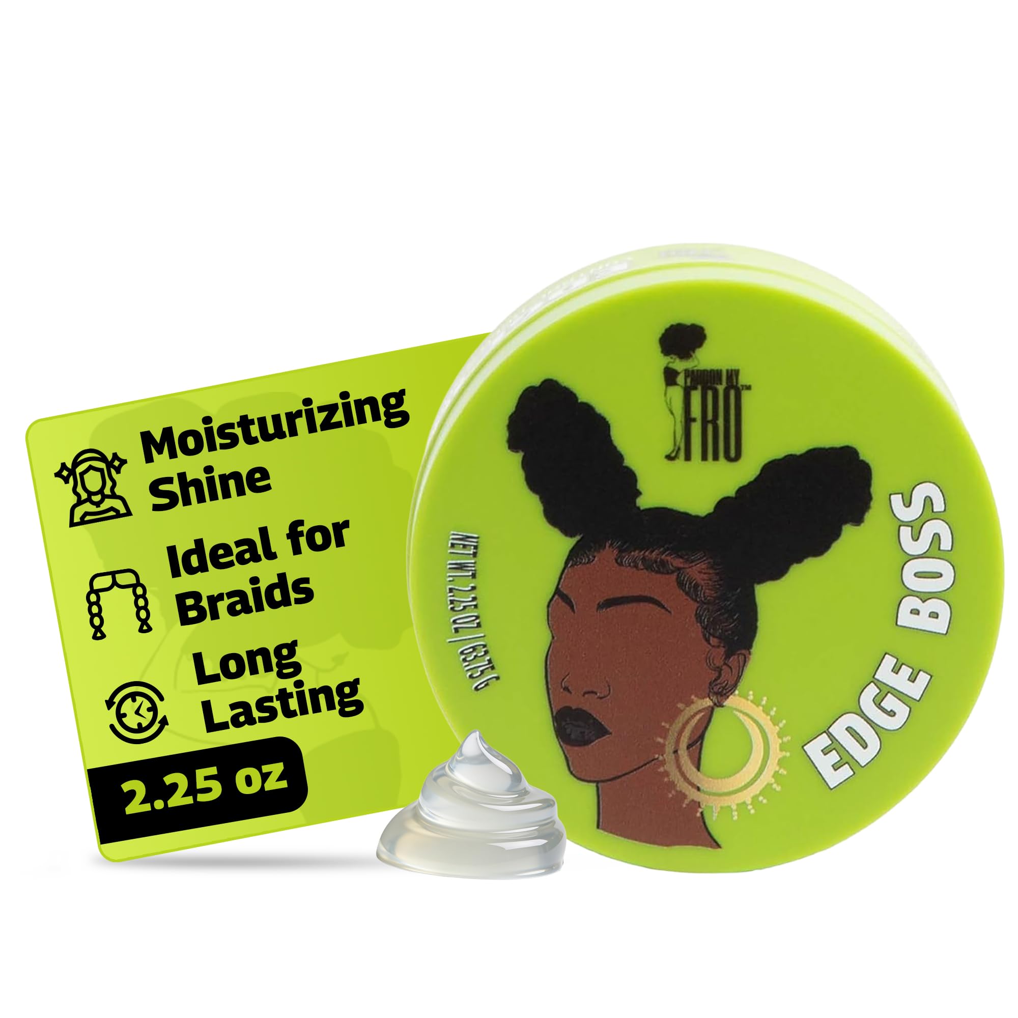 Pardon My Fro Edge Boss Gel Extra Hold Control Styling Formula Care 2.25 Oz