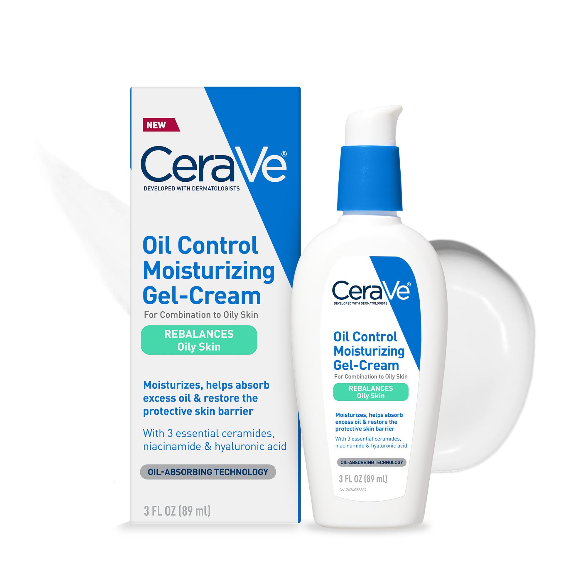 CeraVe Oil Control Moisturizing GelCream | Face Moisturizer for Oily Skin | Niacinamide, Hyaluronic Acid & Oil Absorbing Techno