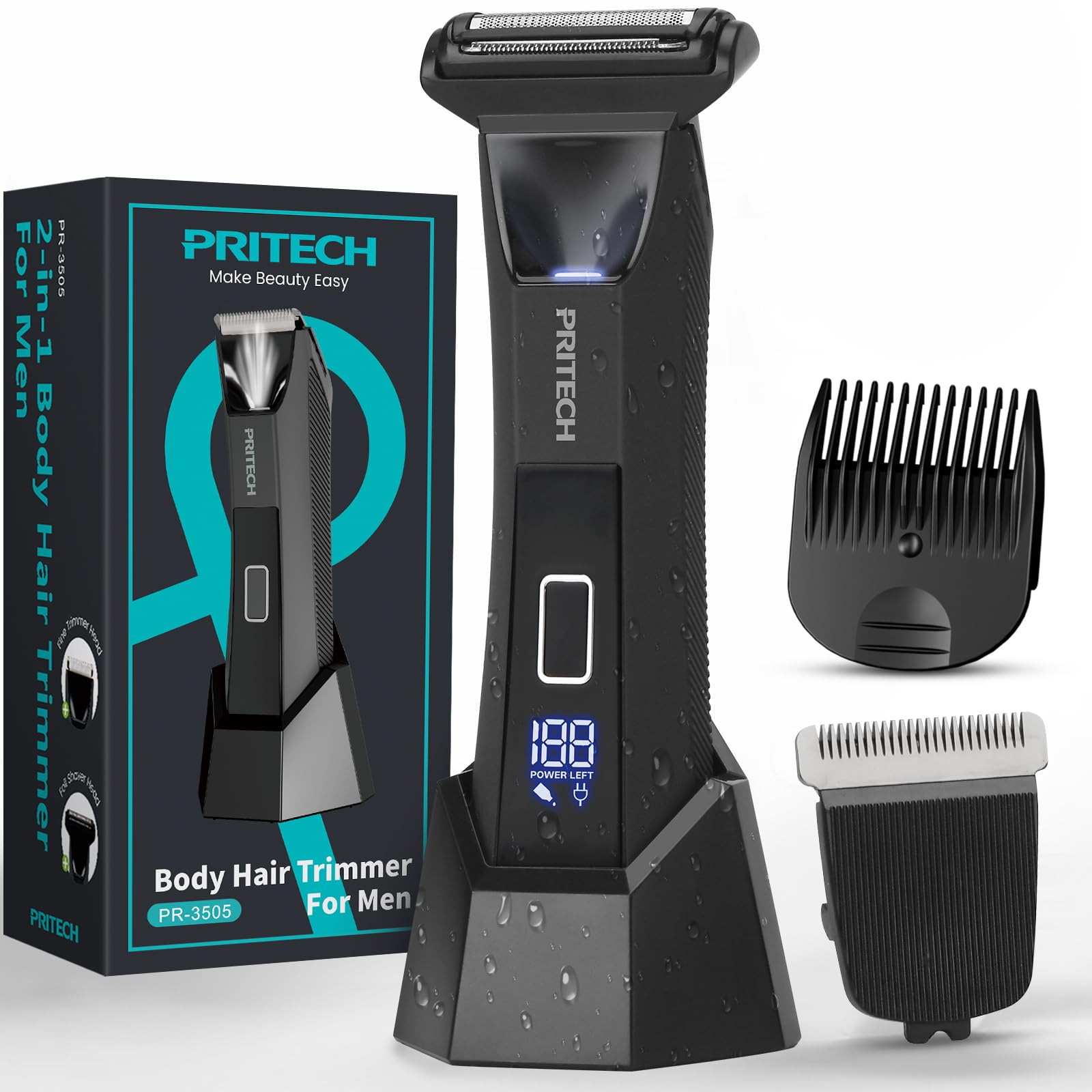 PRITECH 2in1 Body Groomer for Men  Waterproof NoNick Trimmer & Shaver
