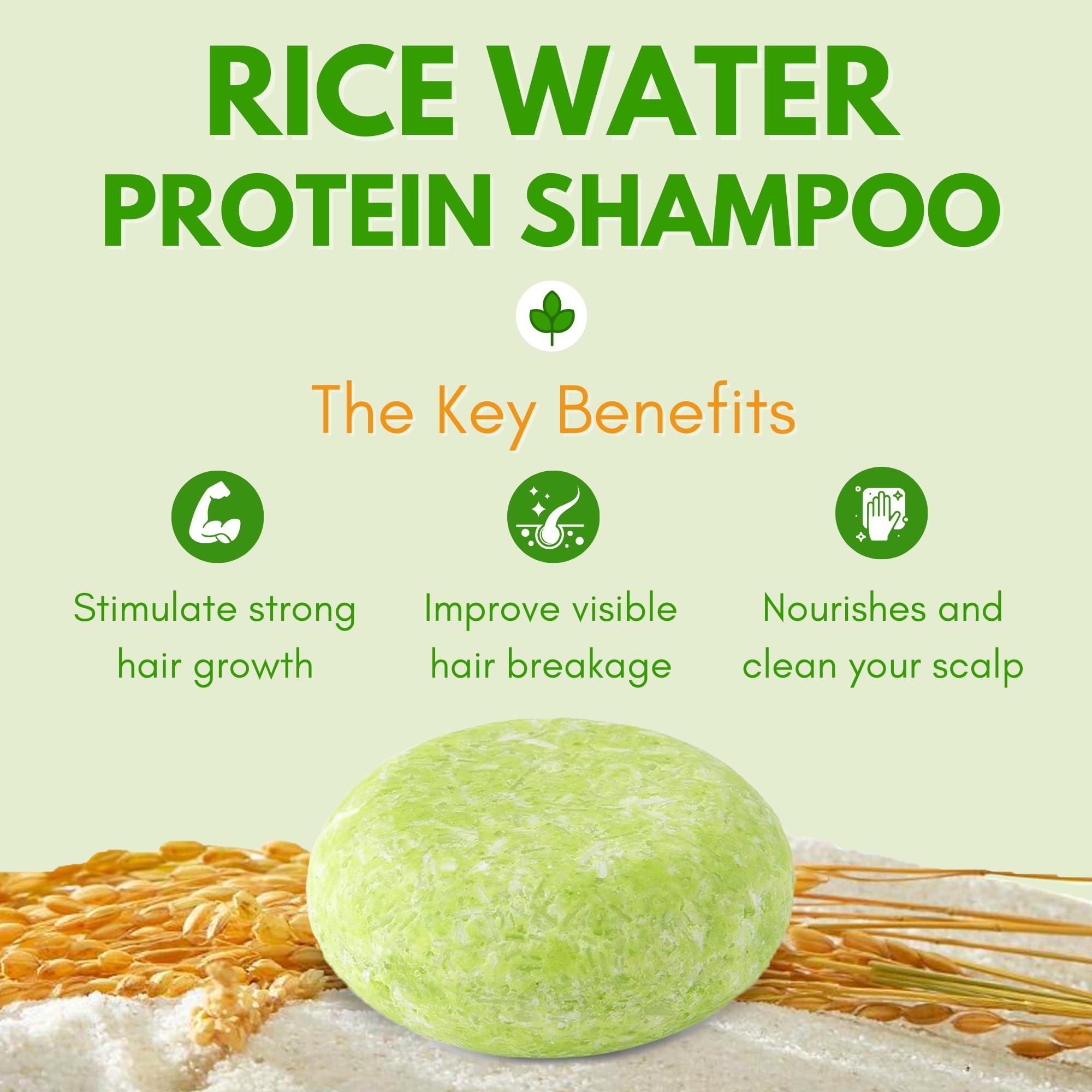 Rice Water Shampoo Bars And Conditioner Set 3 - Hair Growth Regrowth - Ph Balanced, Sulfate & Silicone Free - Solid Soap Easy Fo