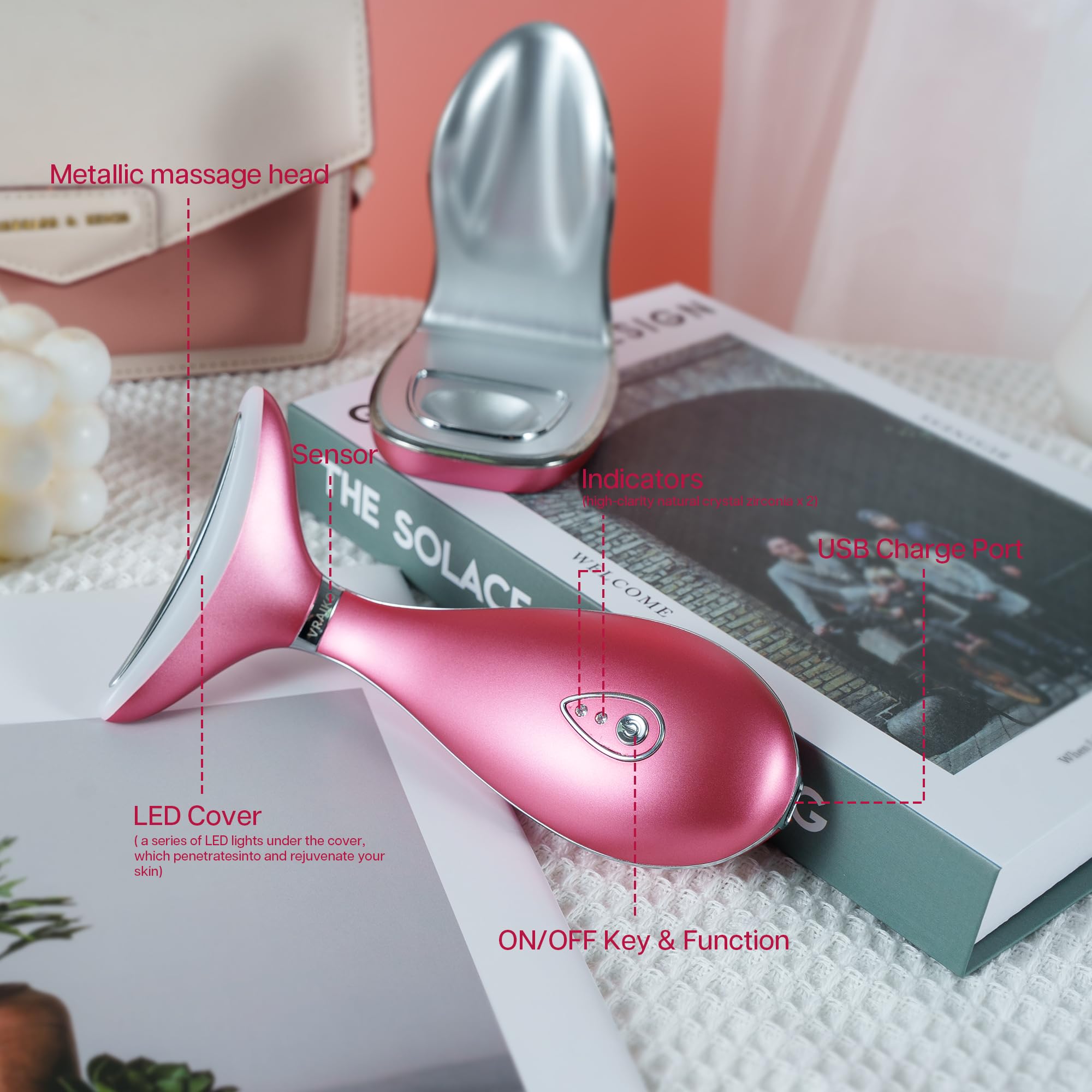 Vraiko Lily Neck Face Massager, Face Sculpting Tool, 3-In-1 Facial Device With Thermal, Triple Action Care, For Enhanced Absorpt