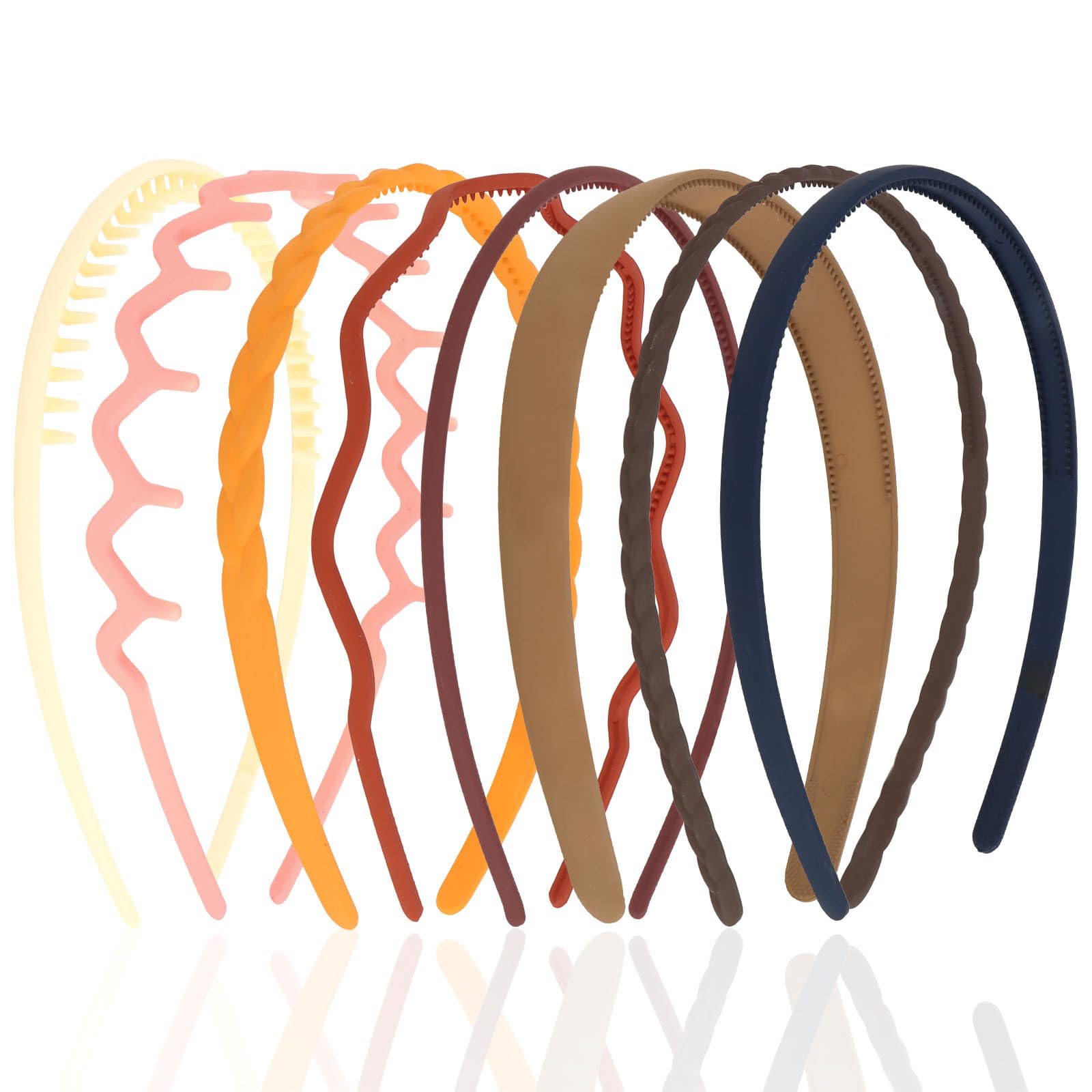 CIEHER 8PCS Zig Zag Claw Comb Headbands, Flex No Pressure Headbands, Plastic Hair Bands with Teeth (Color_5)