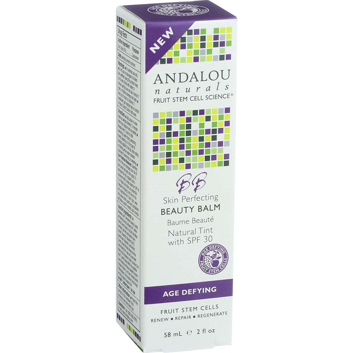 Andalou Naturals Skin Perfecting Beauty Balm - Natural Tint SPF 30 - 2 oz - Gluten Free - Complements most skin tones - Visible 