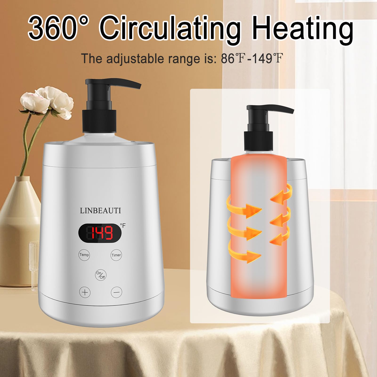 Linbeauti Massage Oil Warmer Bottle Professional Lotion Heater For Spa, Automatic Oil Warmer Heated Oil Lotion Cream For Salon,