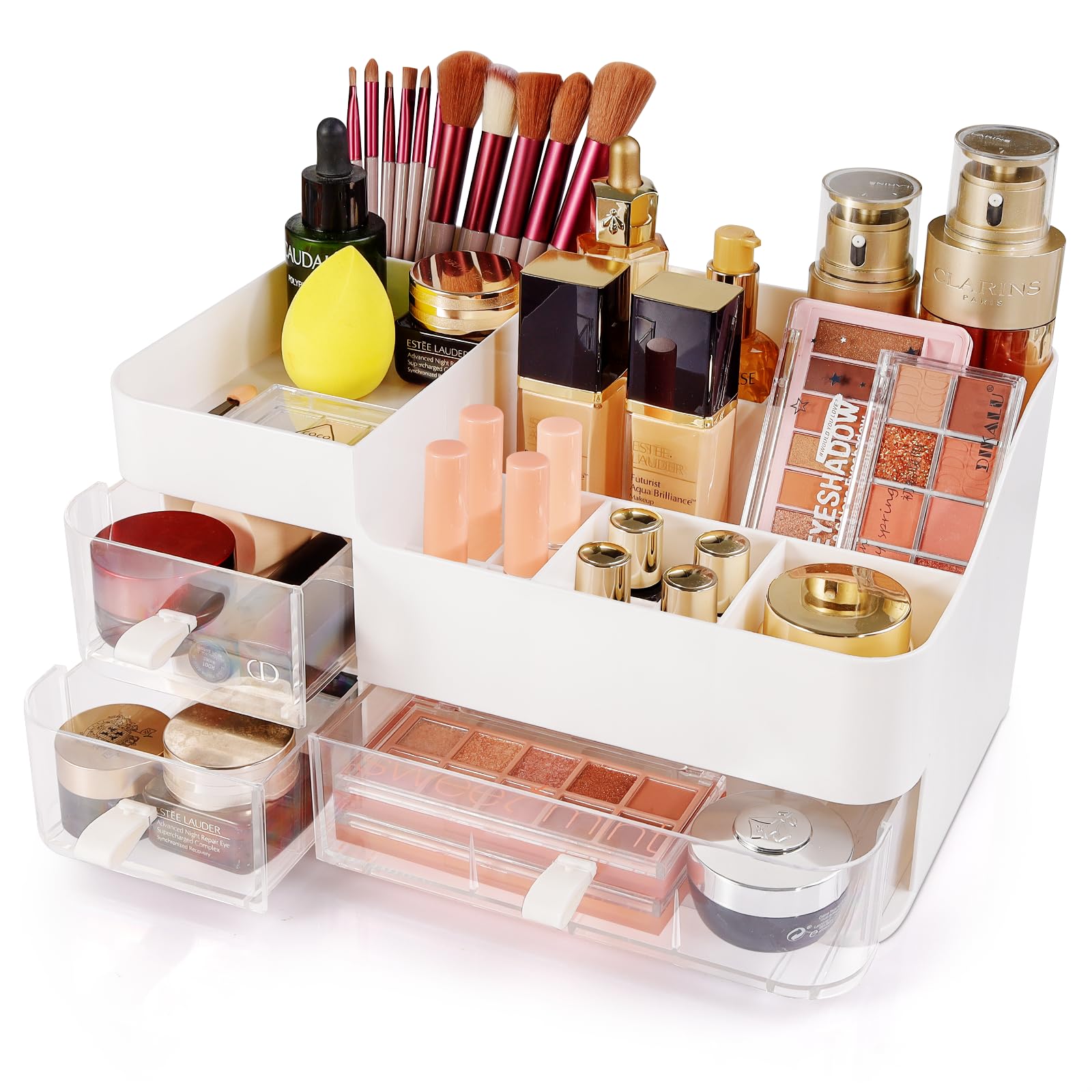 Make Up Organizer For Vanity, Cosmetics Skincare Organizers With Clear Drawers. Ideal Vanity Holder For Desk And Dresser Counter
