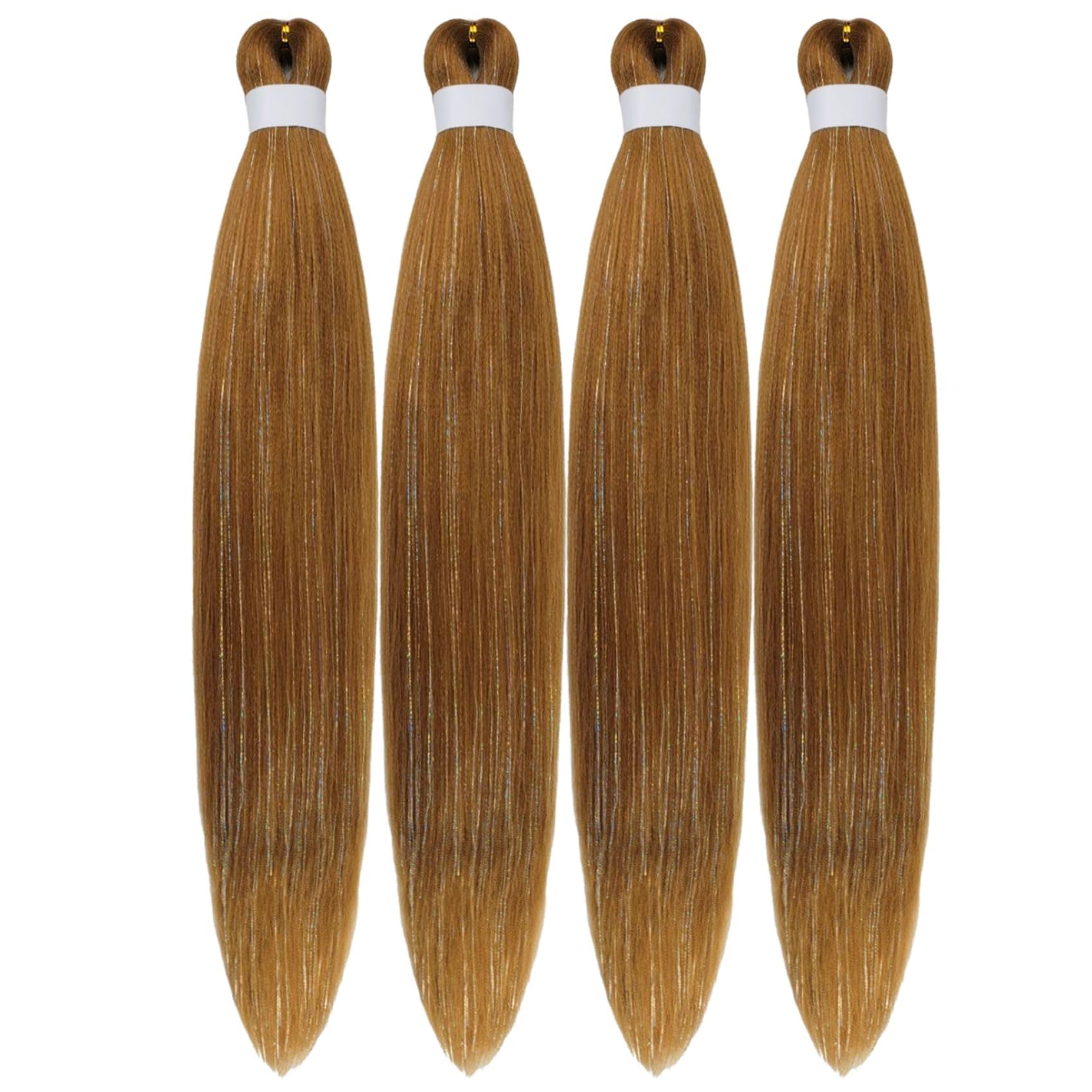 Sparkling Honey Blonde Tinsel Braiding Hair Pre Stretched Glitter Braiding Hair Extensions for Knotless Box Braids(26Inch 4 Pack