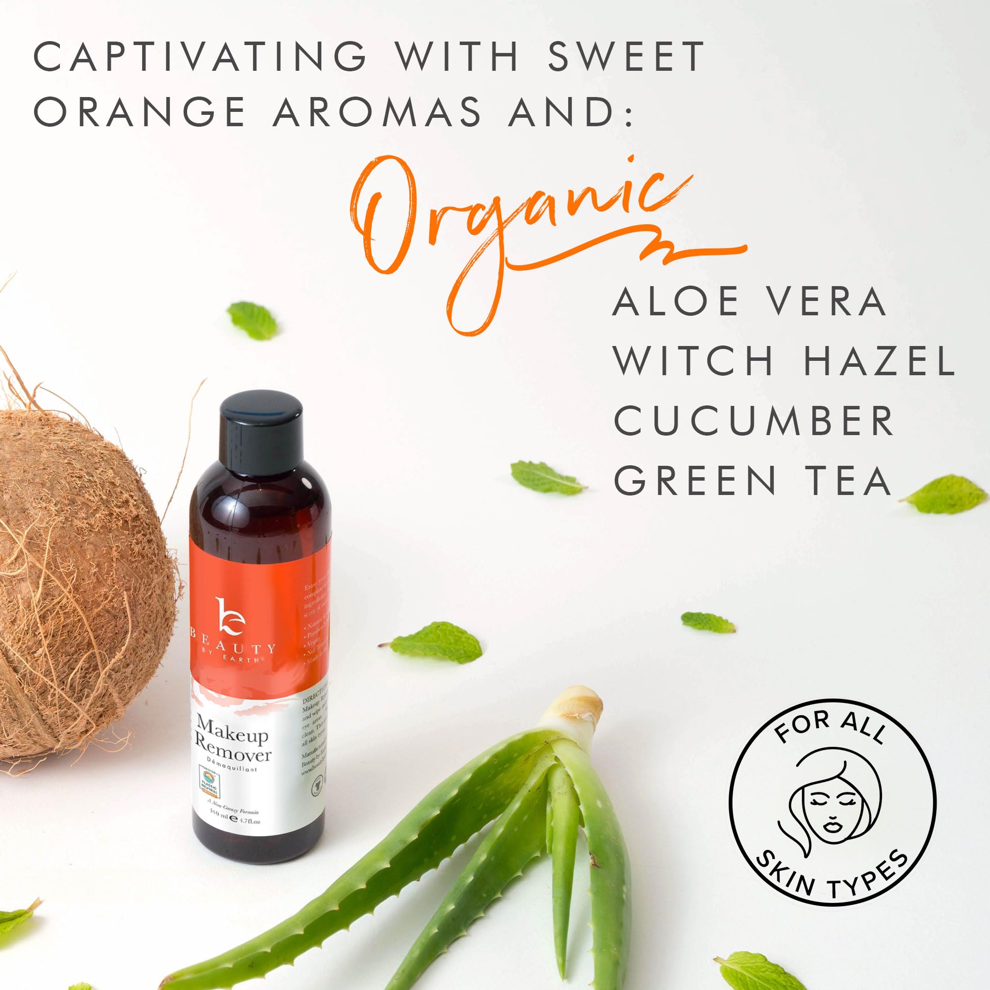 Makeup Remover - Usa Made With Natural & Organic Ingredients Face And Eye Make Up Remover, Use With Wipes Or Cotton Pads, Gentle