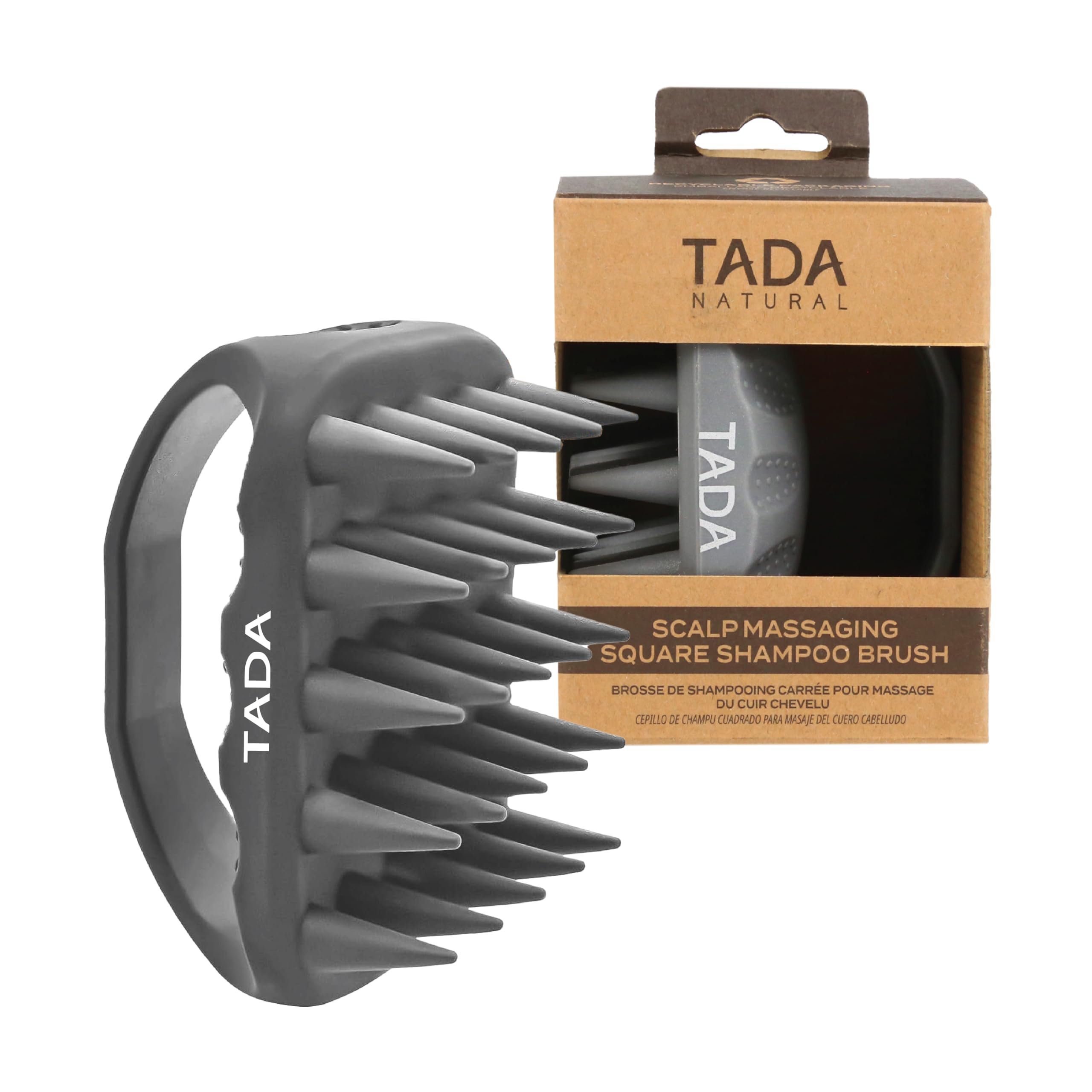 TADA BEAUTY - Long Bristle Large Square Silicon Shampoo Brush Head Scalp Massager Scrubber for Men and Women for Hair Growth Dan