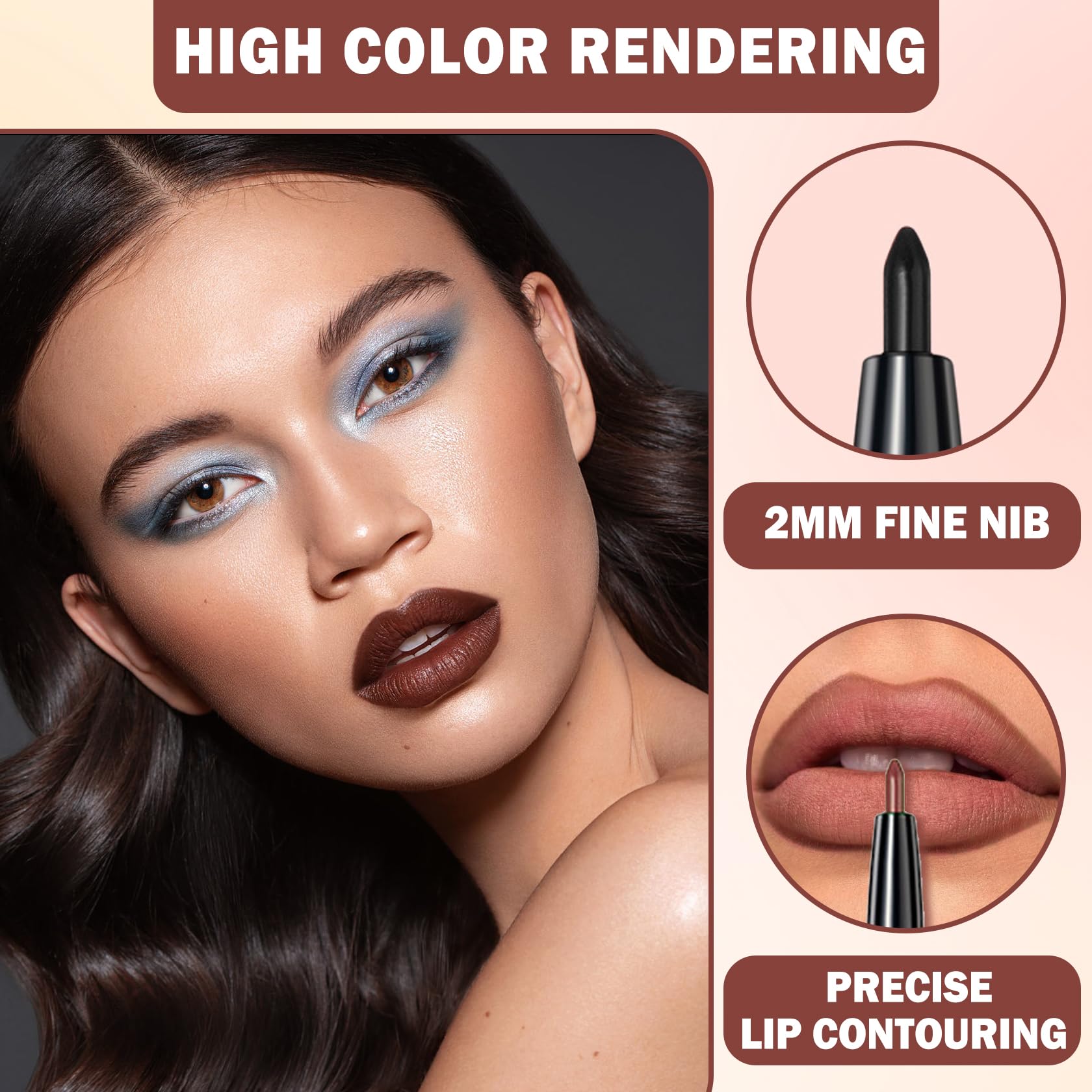 QIUFSSE 3 in 1 Black Lip Liner Pencil and Lipstick lipgloss Set Matte Black Lipstick Lip Gloss Kit Long-lasting Nonstick Cup Smu