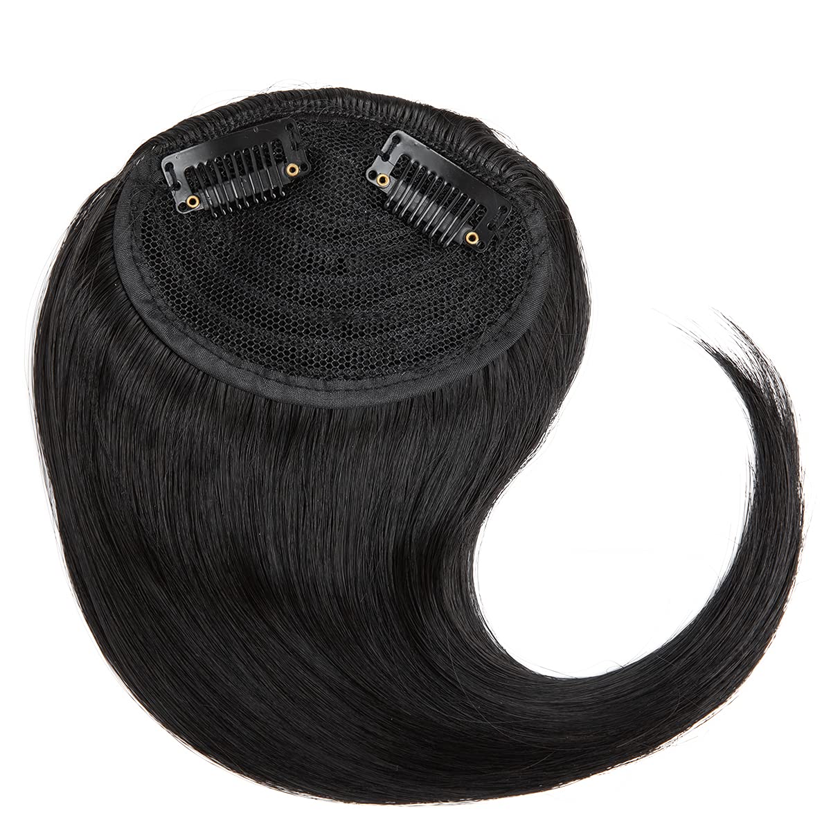 Sarla Side Hair Bangs Clip In Off Black One Piece Straight Synthetic Bangs Extension For Women
