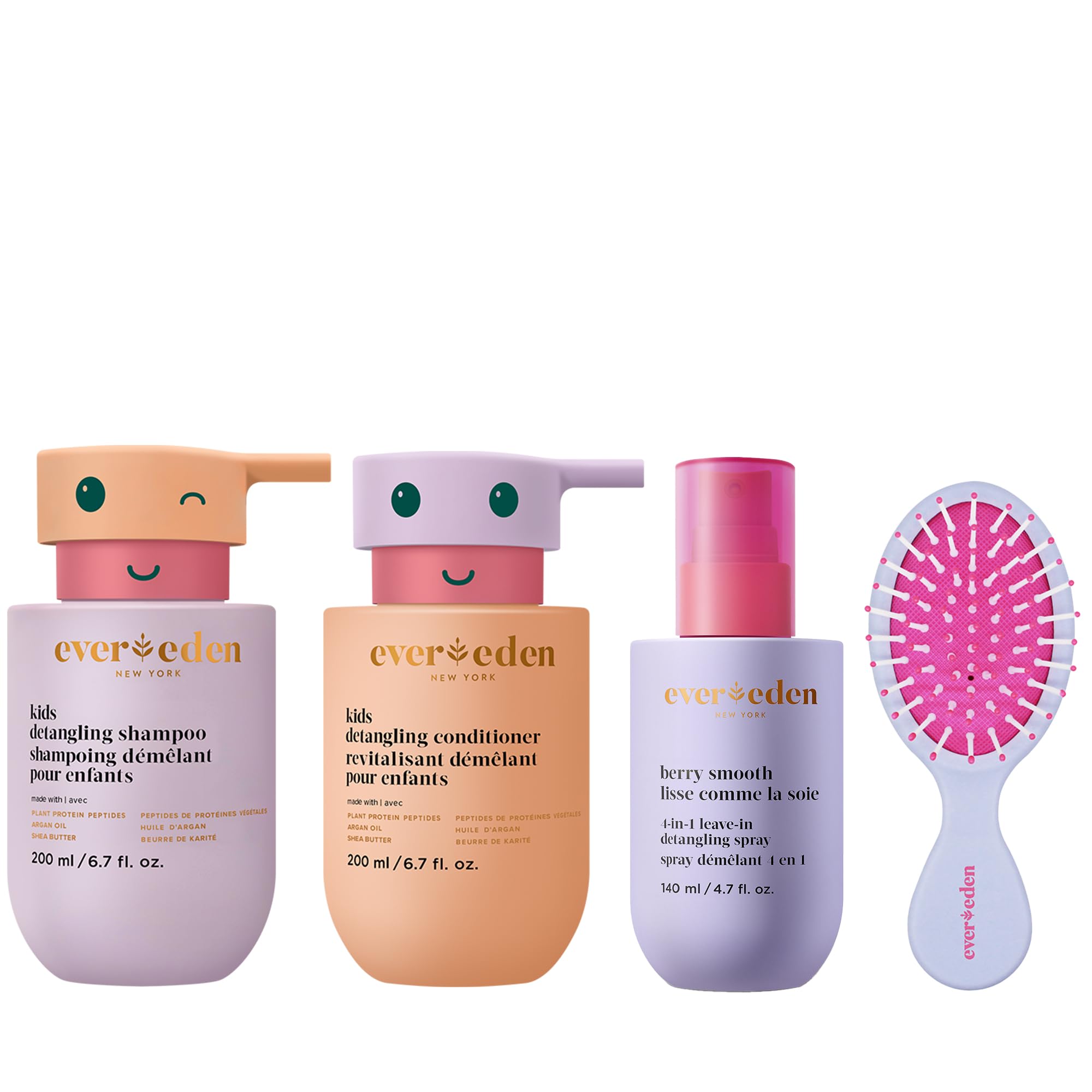 Evereden Kids Complete Haircare Set: Hair Detangling Shampoo, Conditioner & Spray for Children Ages 3+, Plant Protein Peptides &