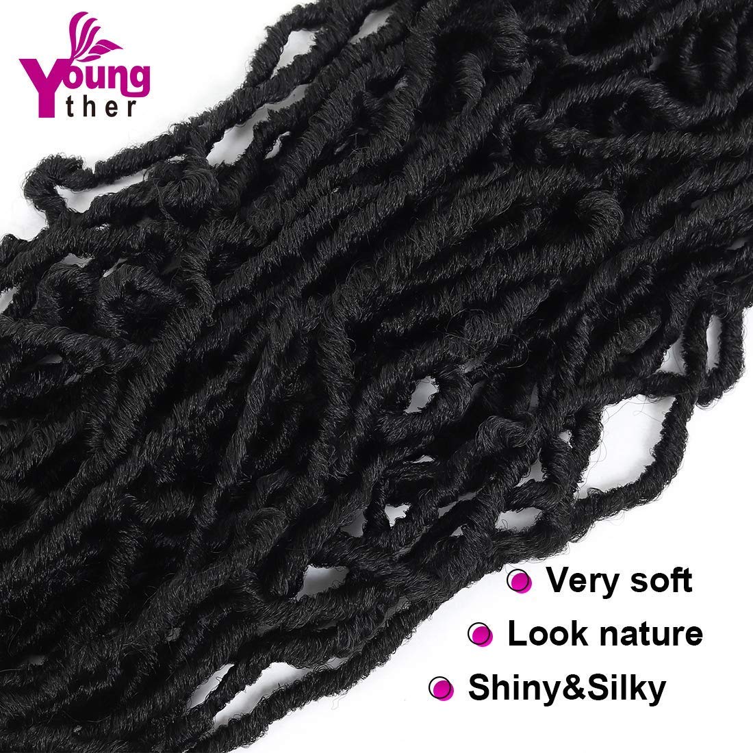 Youngther New Faux Locs Crochet Hair 14 Inch 6 Packs Fashion Extended Soft Locs For Black Women Most Natural Locs Crochet Braidi