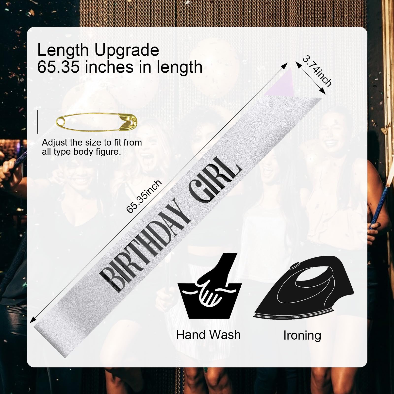 Cieher Birthday Sash For Women And Girls - Silver Queen Sash, Birthday Decorations