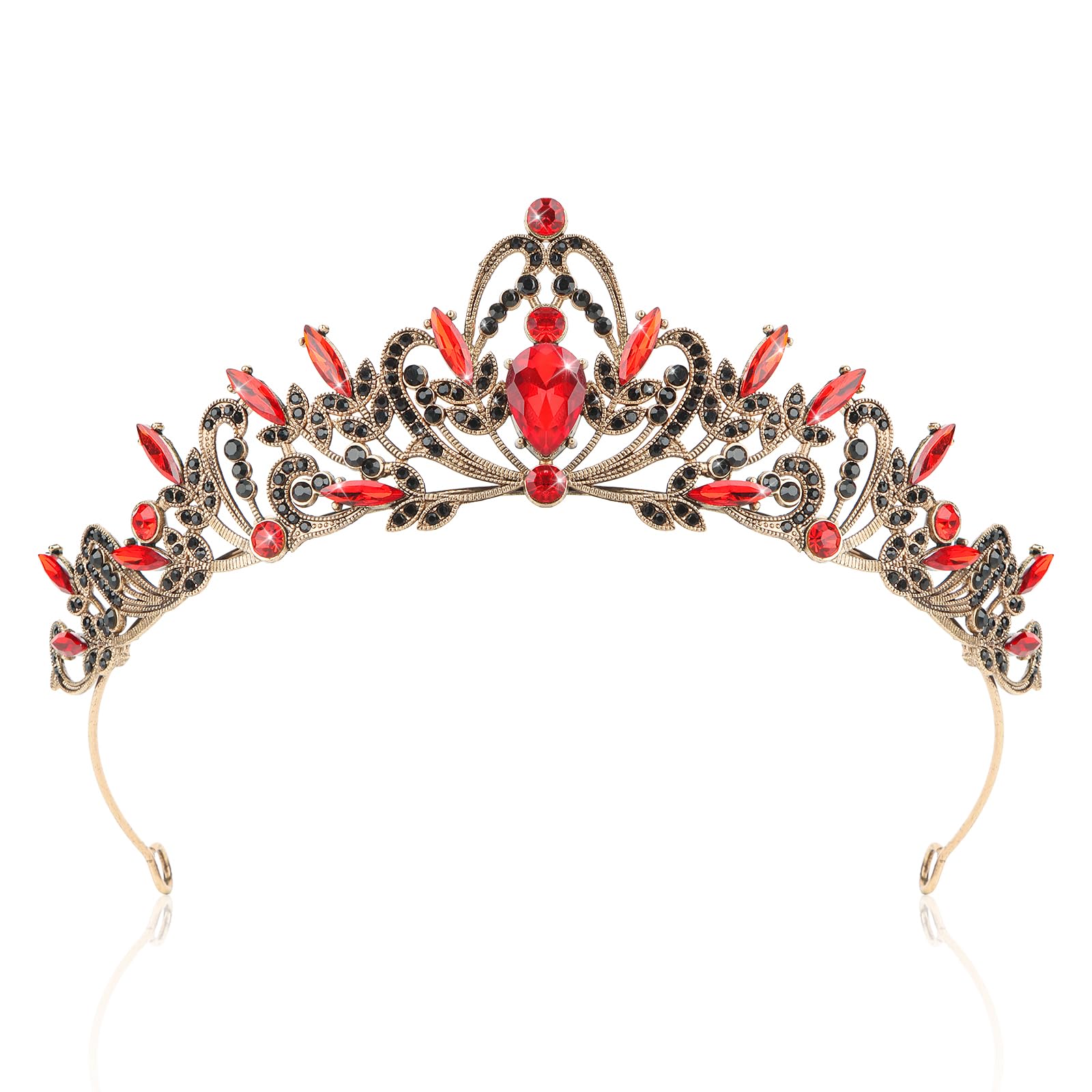 CIEHER Red and Black Crown for Women Girls, Queen of Hearts Crown Costume Evil Queen Crown for Halloween Decorations, Red Crown 