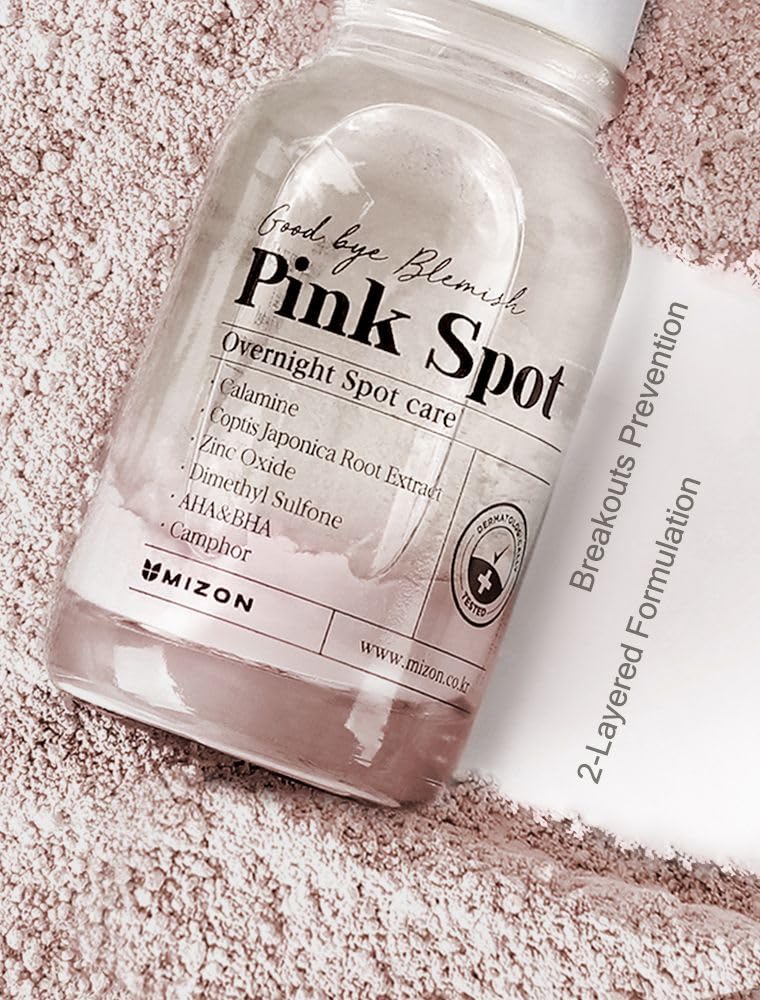 Mizon Pink Spot ,Overnight Spot Care, Night Pimple Care, Product With Calamine, Aha, Bha, Acne Treatment, Breakout Treatment, Sp