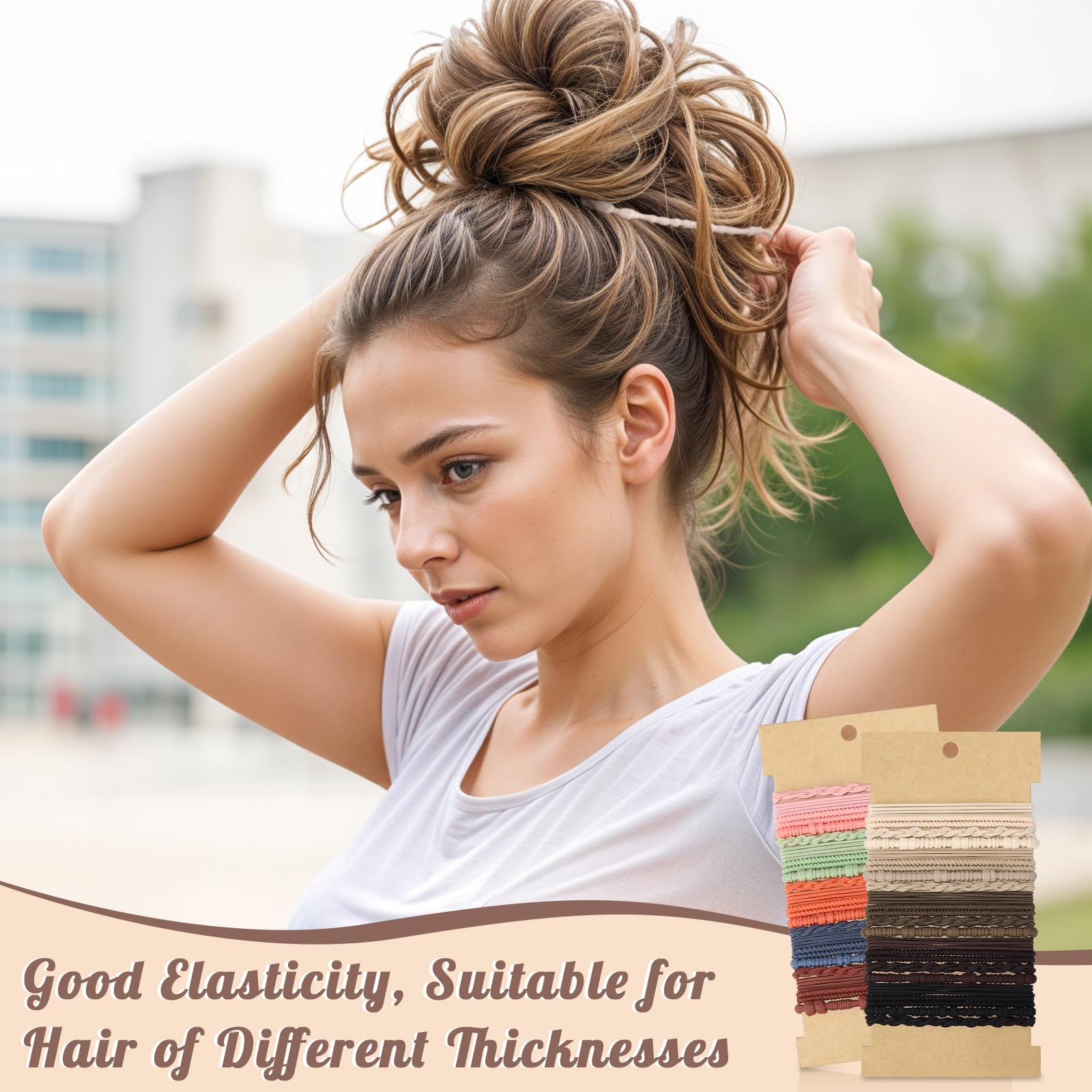 40 Pcs Boho Hair Ties, Hair Ties Bracelets for Women Elastic Hair Ties Boho Hair Accessories Ponytail Holders for Girls
