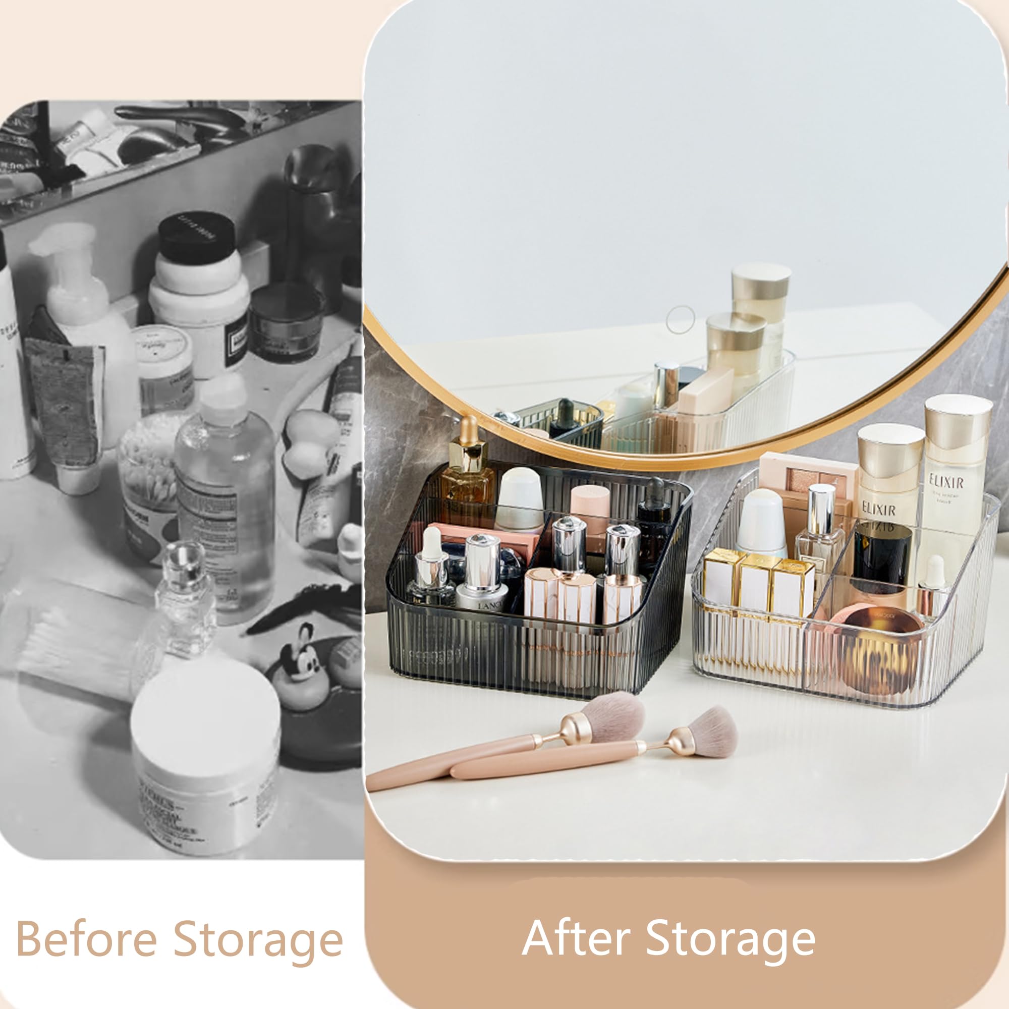 Freebirdly Makeup Organizer Cosmetics Storage Box, Large Capacity Make Up Brush Holder Organizer Vanity Accessories, Bathroom Co