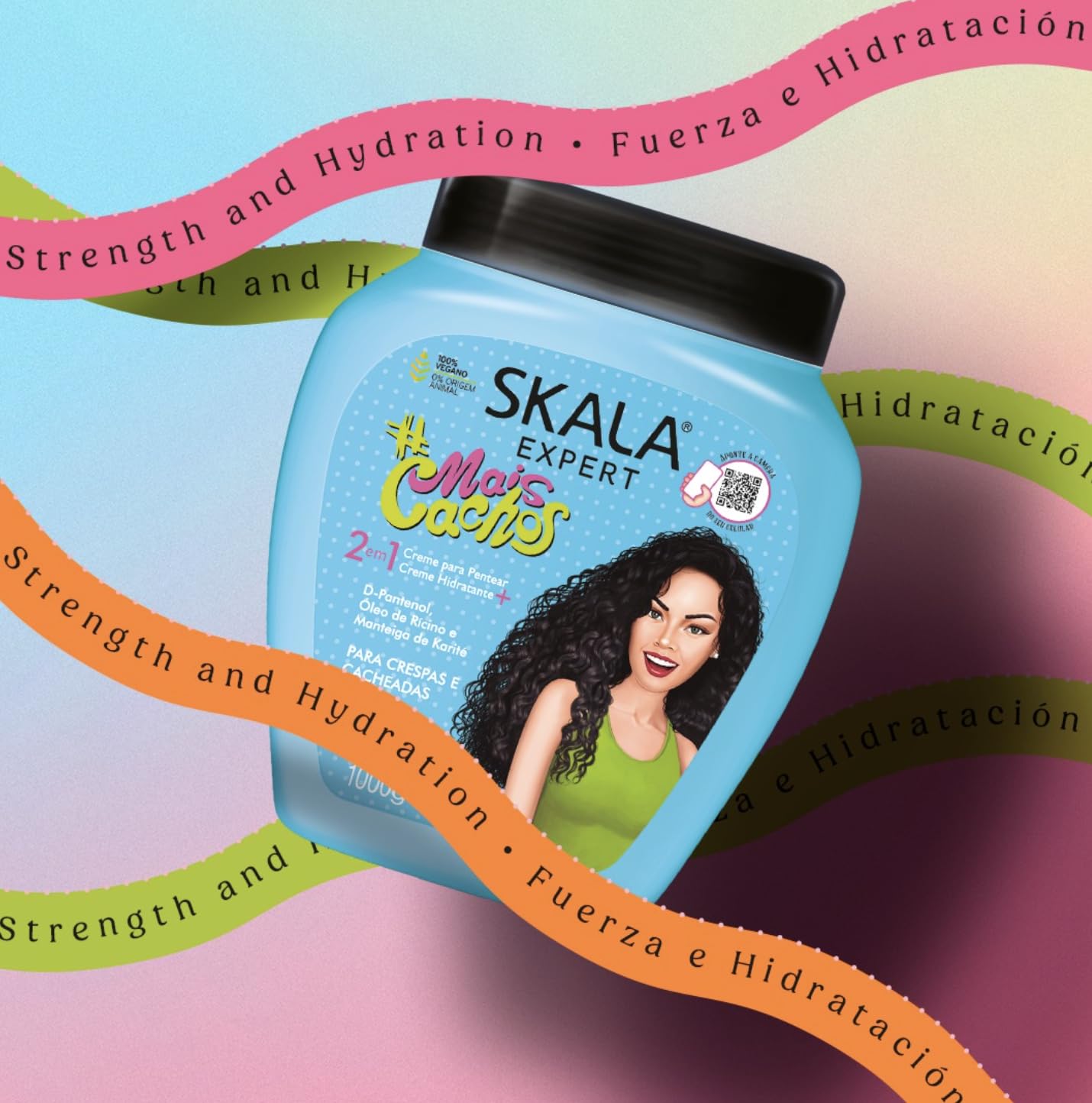 2 Pack SKALA Mais Cachos Hydrates Curls, Eliminates Frizz, For Curly Hair - 2 IN 1 Conditioning Treatment Cream and Cream To Com