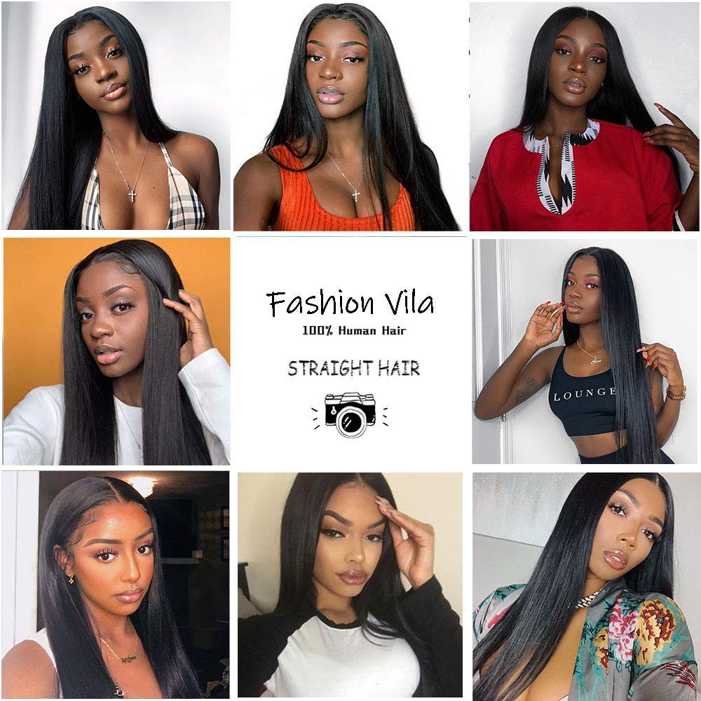 Brazilian Virgin Straight Human Hair 3 Bundles With Frontal 13X4 Ear To Ear Lace Frontal 100% Unprocessed Brazilian Remy Virgin