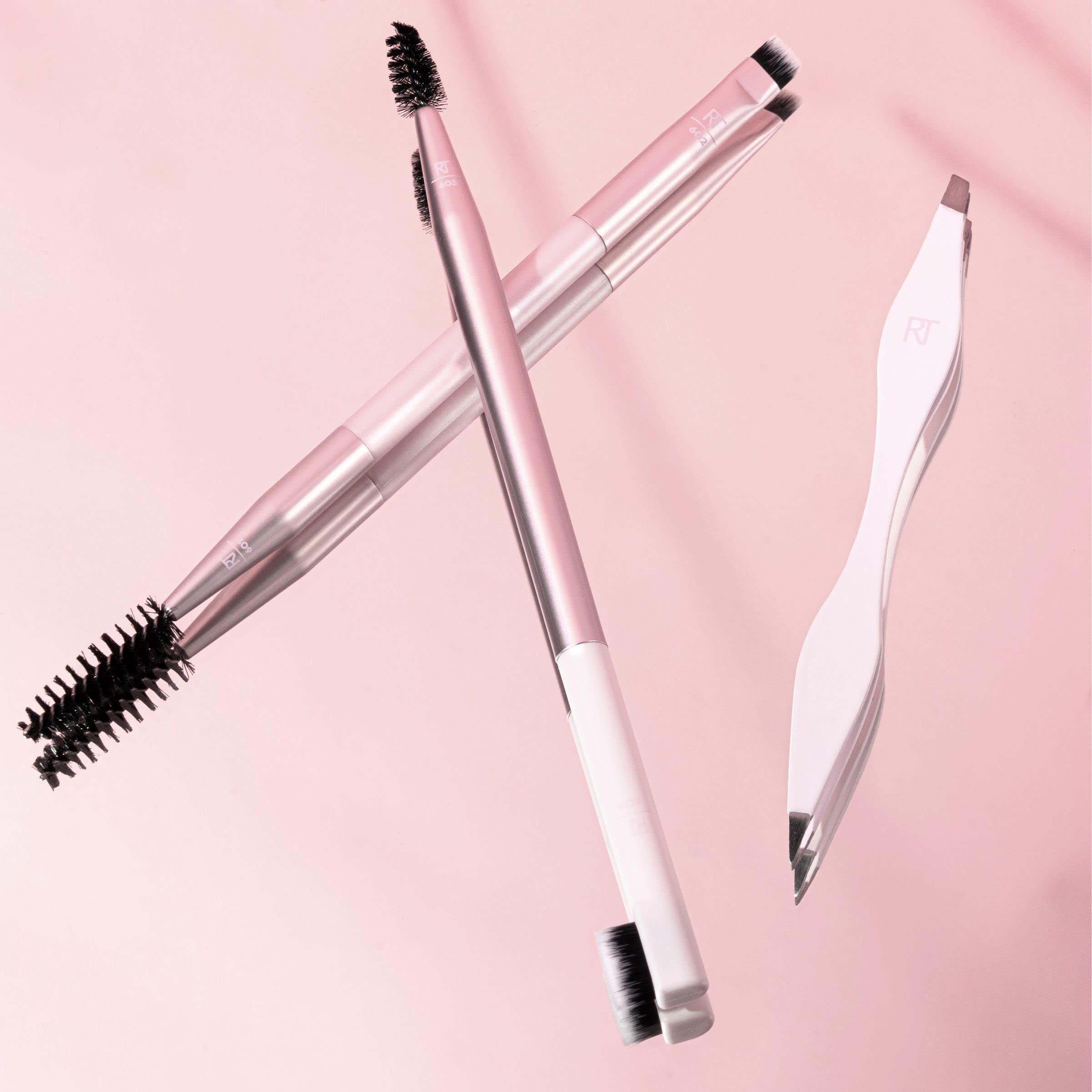Real Techniques Brow Shaping Set, Spoolie, Brow Brushes, Tweezers, Dual-Ended Eyebrow Tools, For Styling,  Shaping Eyebrows, get