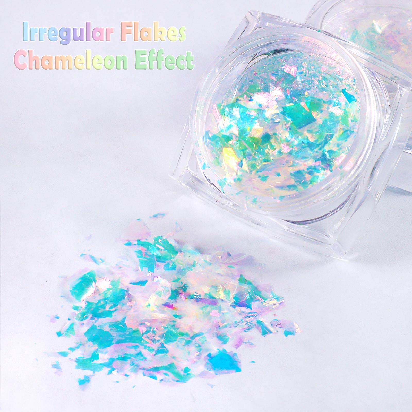 Laza Chameleon Flakes, 8 Colors Nail Confetti Powder, Irregular Colorshift Pigment Powder For Nails Art Supplies, Epoxy Resin Tu
