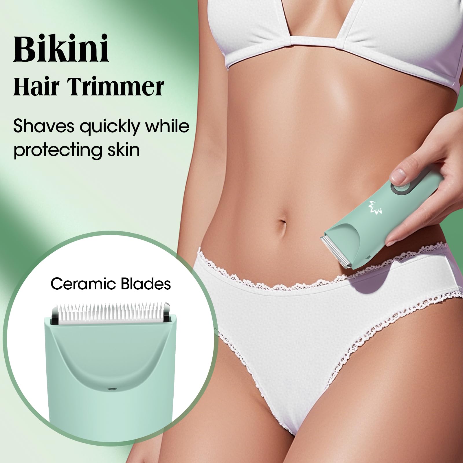 Zesuti Electric Bikini Trimmer for Women,Electric Razors for Women,Cordless Pubic Hair Trimmer,IPX7 Waterproof & LED Display Men
