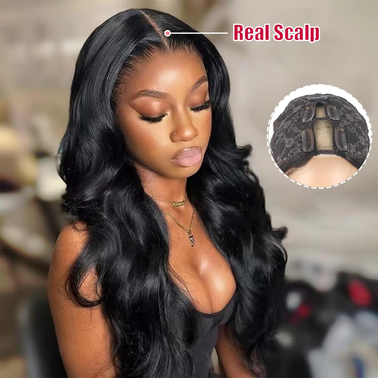 V Part Wig Human Hair Body Wave For Black Women Wigs Human Hair Glueless Wear And Go U Part Human Hair Wig 100% Body Wave Human