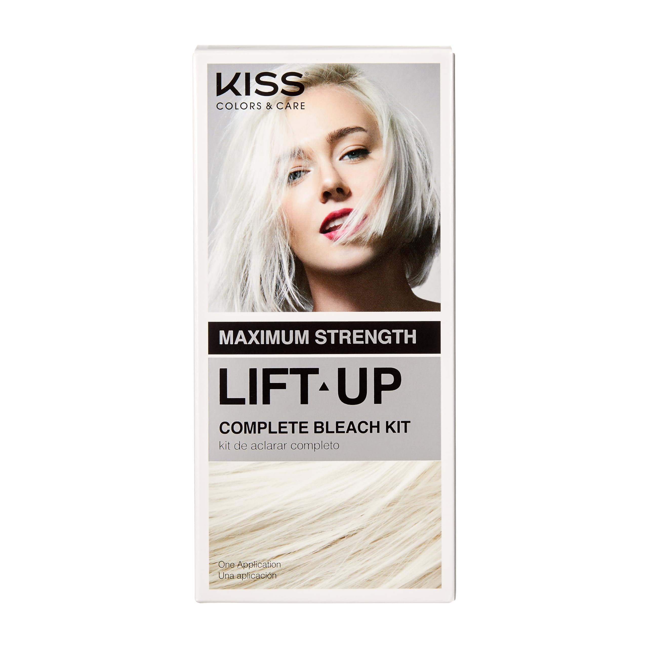 KISS Lift Up Hair Bleach Kit - 6-Pc Set with Revitalizing Plex Serum, Maximum Strength for Dark Hair, White