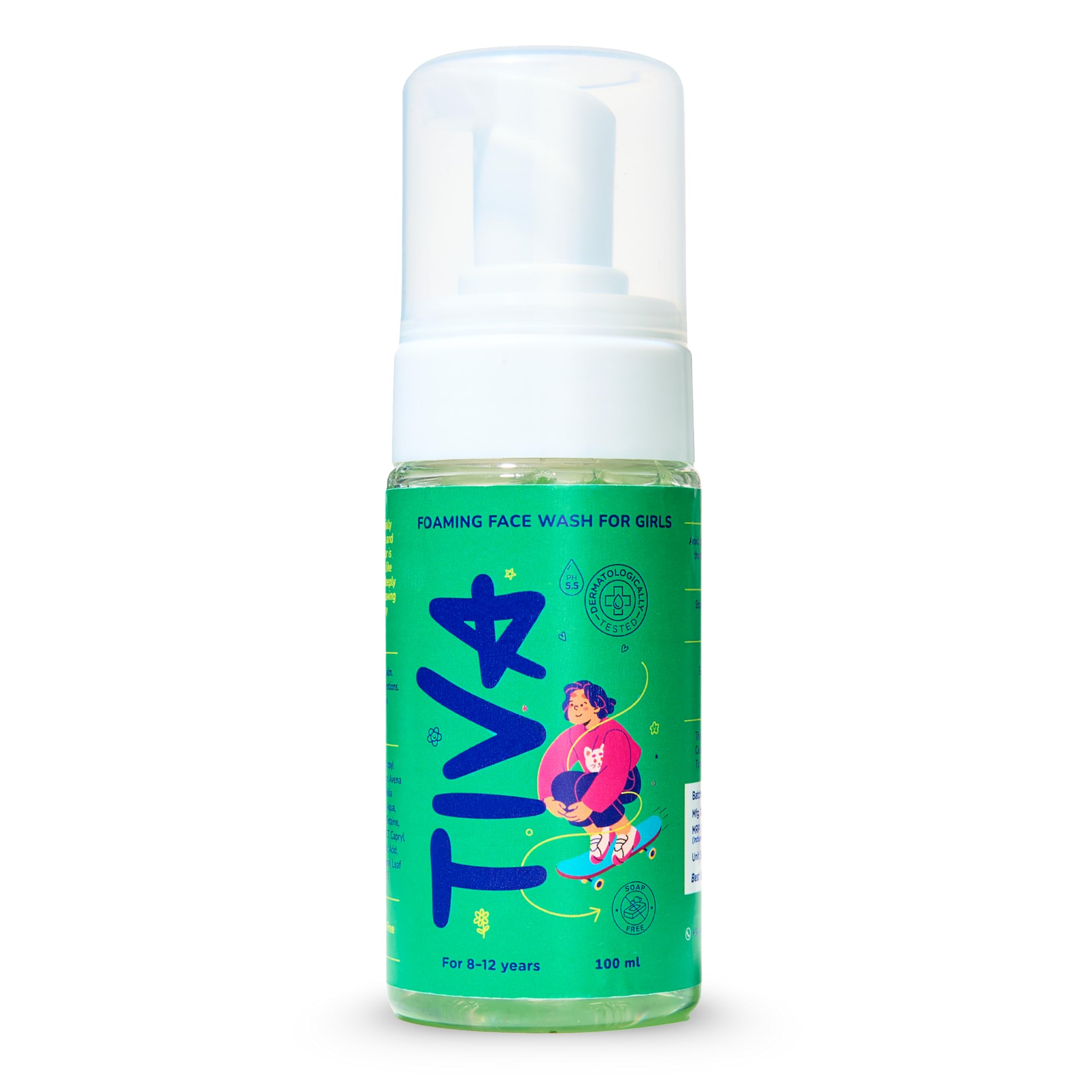 Tiva Foaming Face Wash | Gentle Ph 5.5 Cleanser With Aloe & Oatmeal | Glow & Go Skin Care For Girls 8-12
