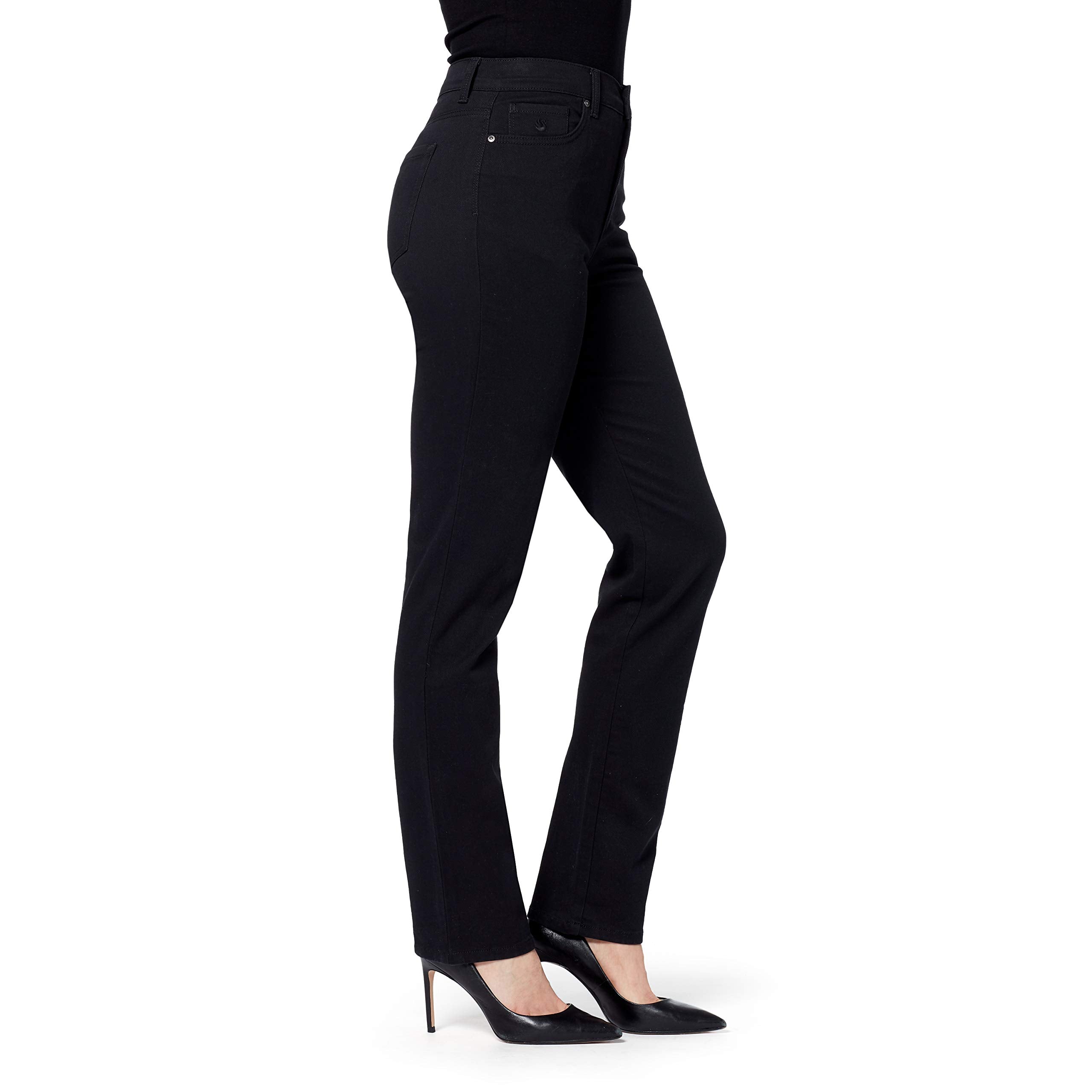 Gloria Vanderbilt Womens Amanda Classic High Rise Tapered Jean, Black, 4 Tall