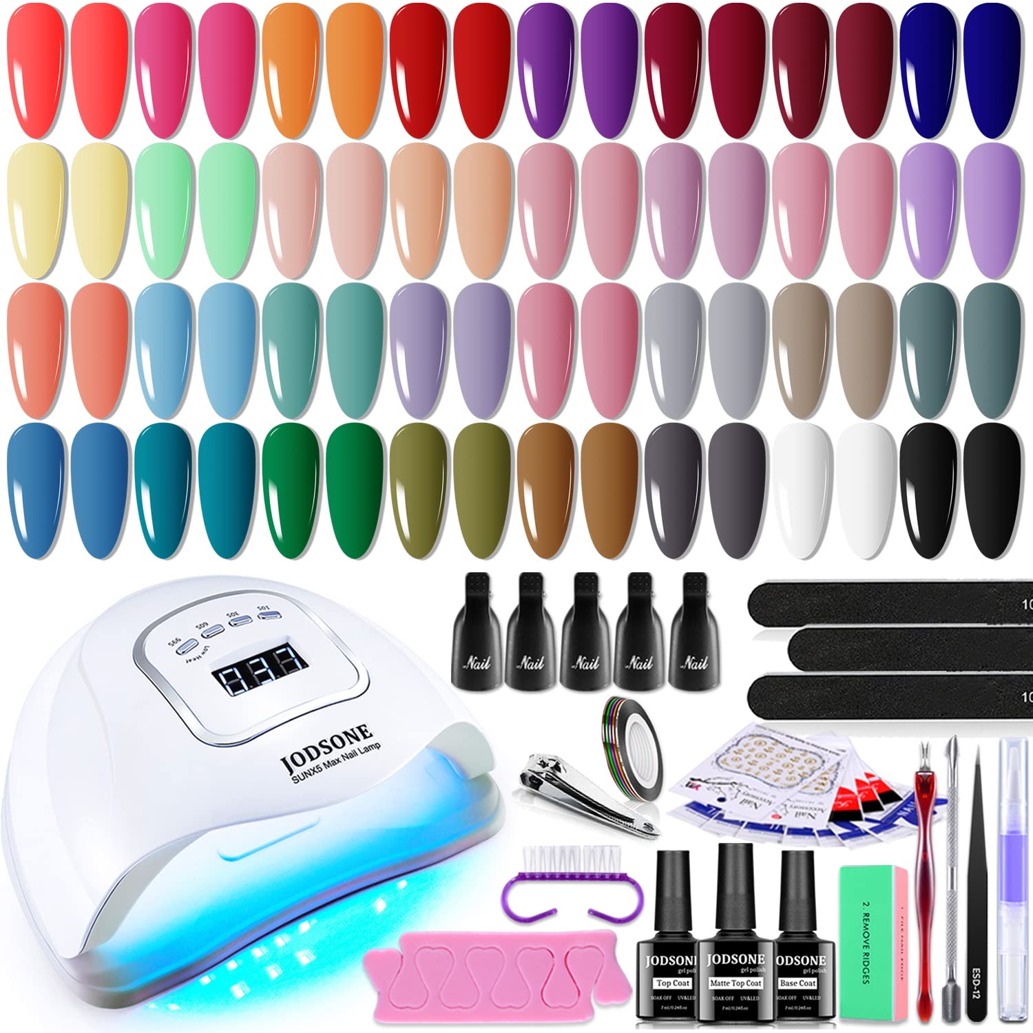 Jodsone Gel Nail Polish Kit With U V Light 32 Colors Gel Polish Nail Kit Soak Off Gel Nail Set Manicure Tools Nail Gel Kit Gifts