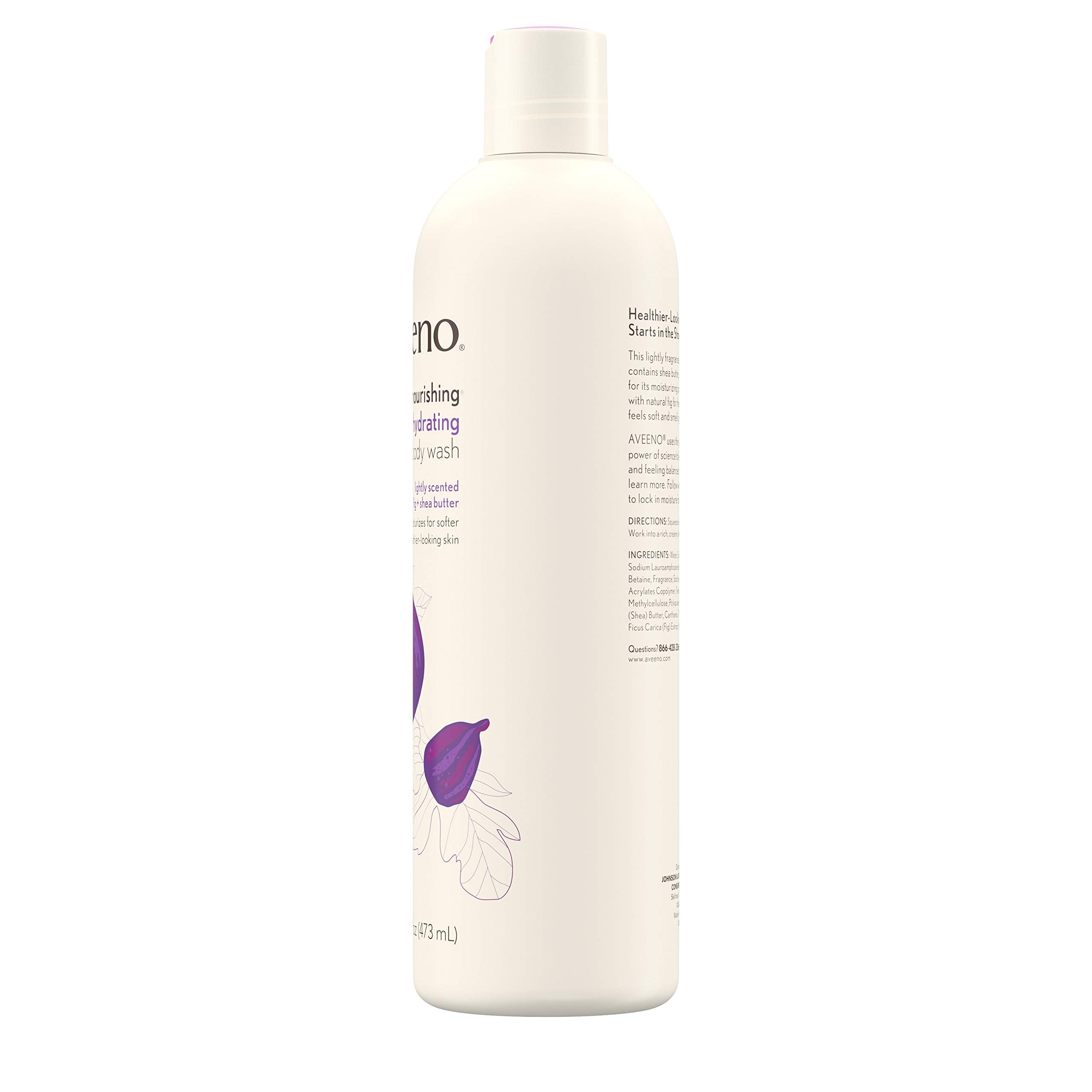 Aveeno Positively Nourishing Hydrating Body Wash for Dry Skin with Natural Fig & Shea Butter, Lightly Scented Daily Moisturizing