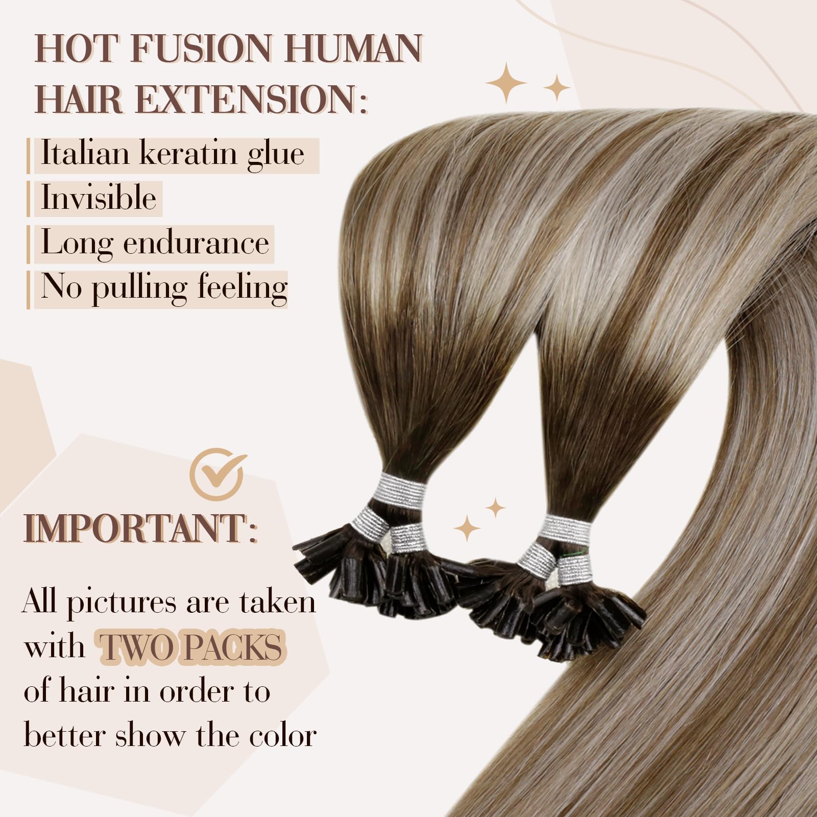 Hetto U Tip Hair Extensions Human Hair Brown Ombre To Blonde K Tip Hair Extensions Real Human Hair Invisible K Tip Hair Extensio
