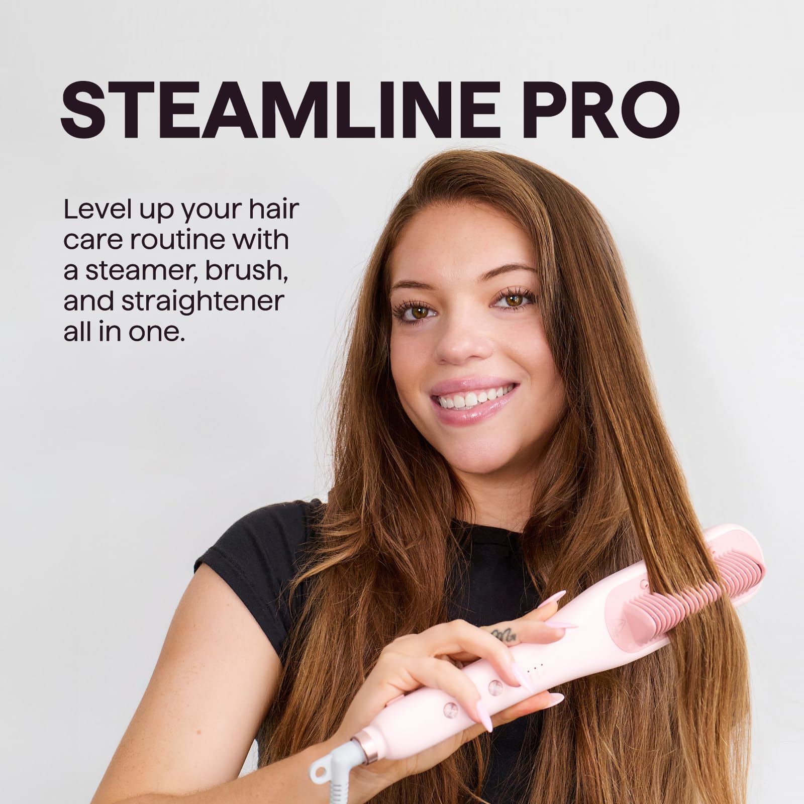 Wavytalk Pro Steam Hair Straightener Brush, Steamline Pro 3 in 1 Straightening Brush, Steam Reduces Damage, Nourishes Hair, and
