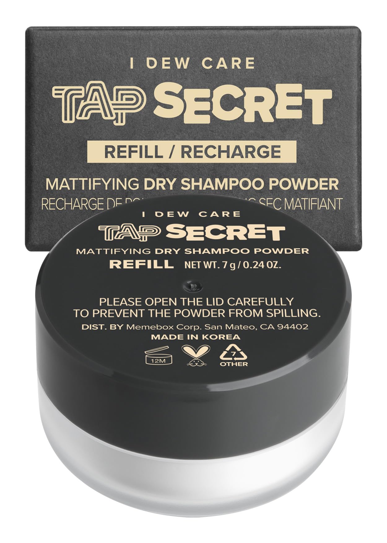 I Dew Care Dry Shampoo Powder Refill - Tap Secret | With Black Ginseng, Non-Aerosol, Benzene-Free, Mattifying Root Boost, No Whi