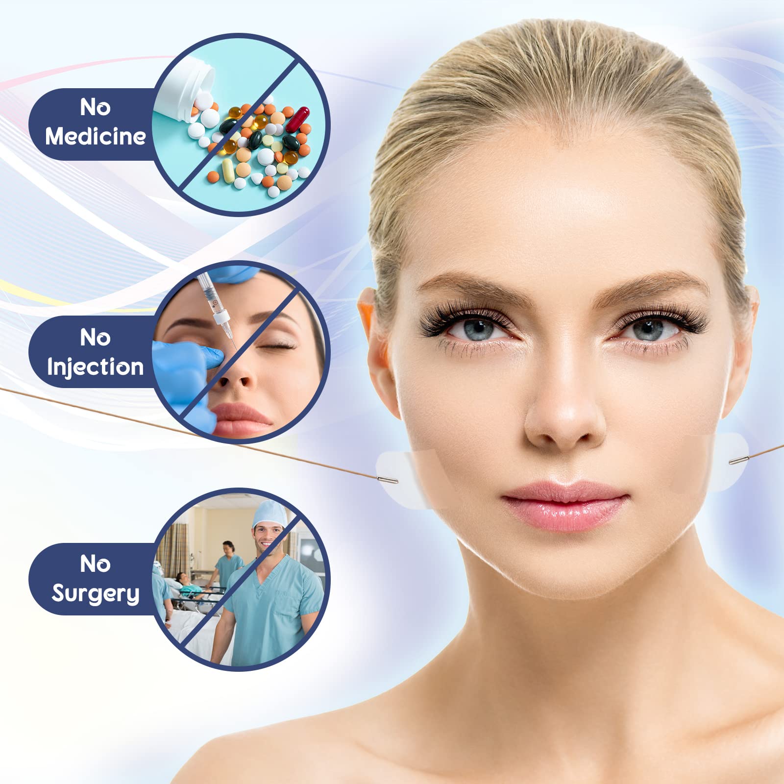 Maitys 136 Pieces Face Lift Tapes With Lifting Rope Sets 120 Pieces Face Lifting Tapes Invisible Face Lifting Patch Instant Face