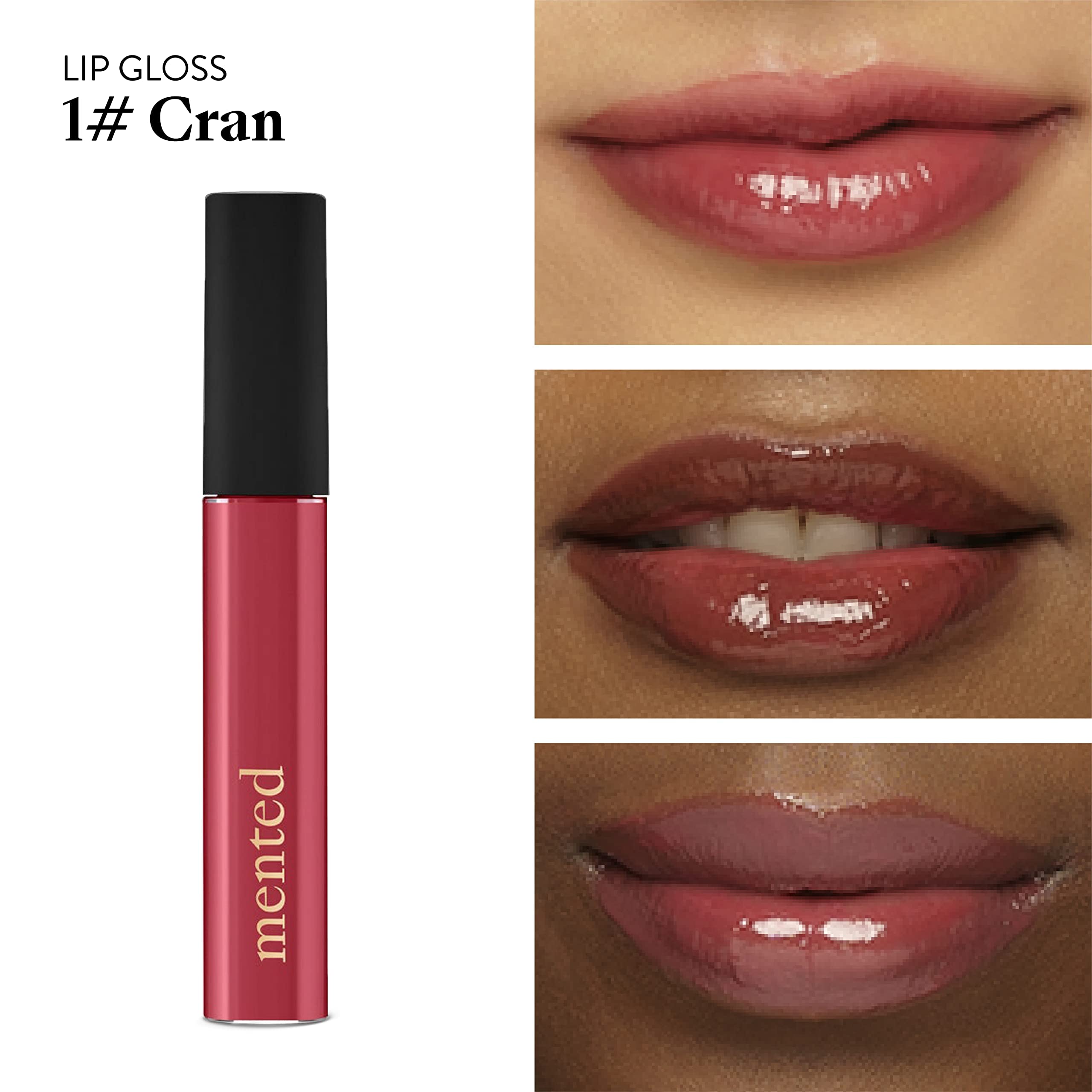 Mented Cosmetics Cranberry Pink Lip Gloss - Vegan Lip Makeup - Long Lasting and Moisturizing Lipgloss - Buildable Tinted Lip Glo