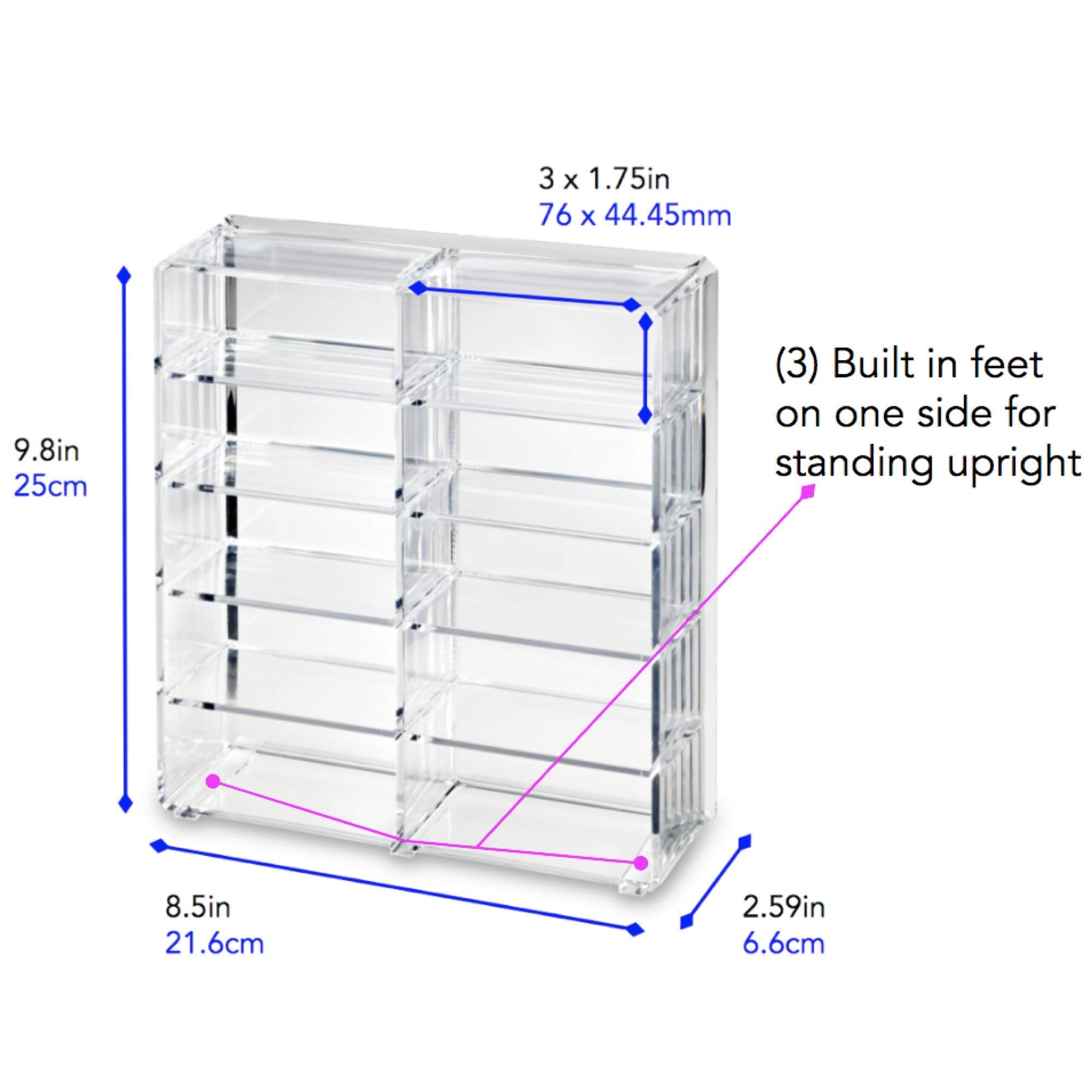 By Alegory Acrylic Makeup Compact Organizer Large Drawer Display Case Storage For Blush Bronzer Powder Beauty Cosmetic Refillabl