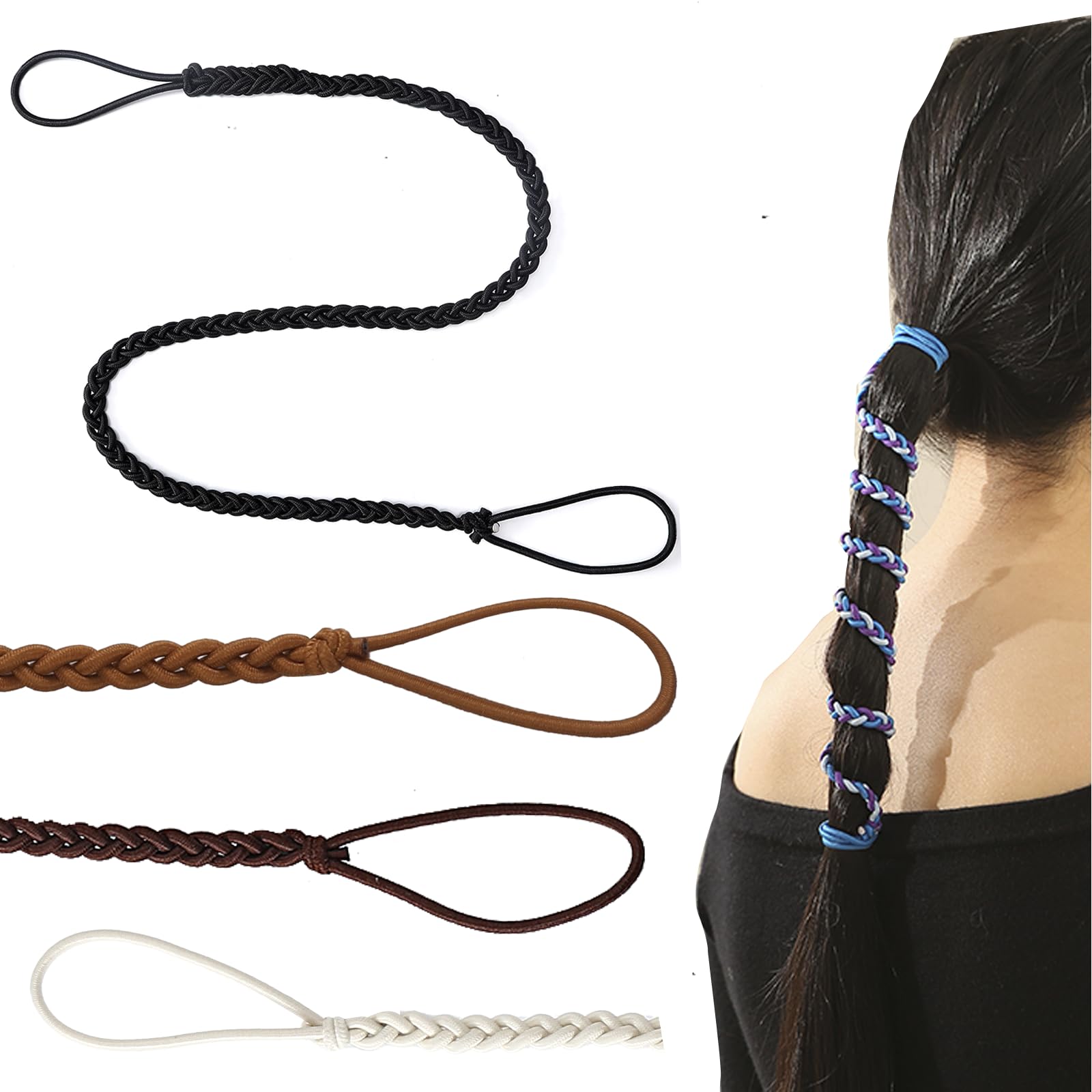 THJ 2.5mm Tangle Free Hair Ties for Thin Long Hair Elastic Spiral Ponytail Holders Tail Wrap Hair Ties for Sports Running Motorcycle Riding 241 PCS Black