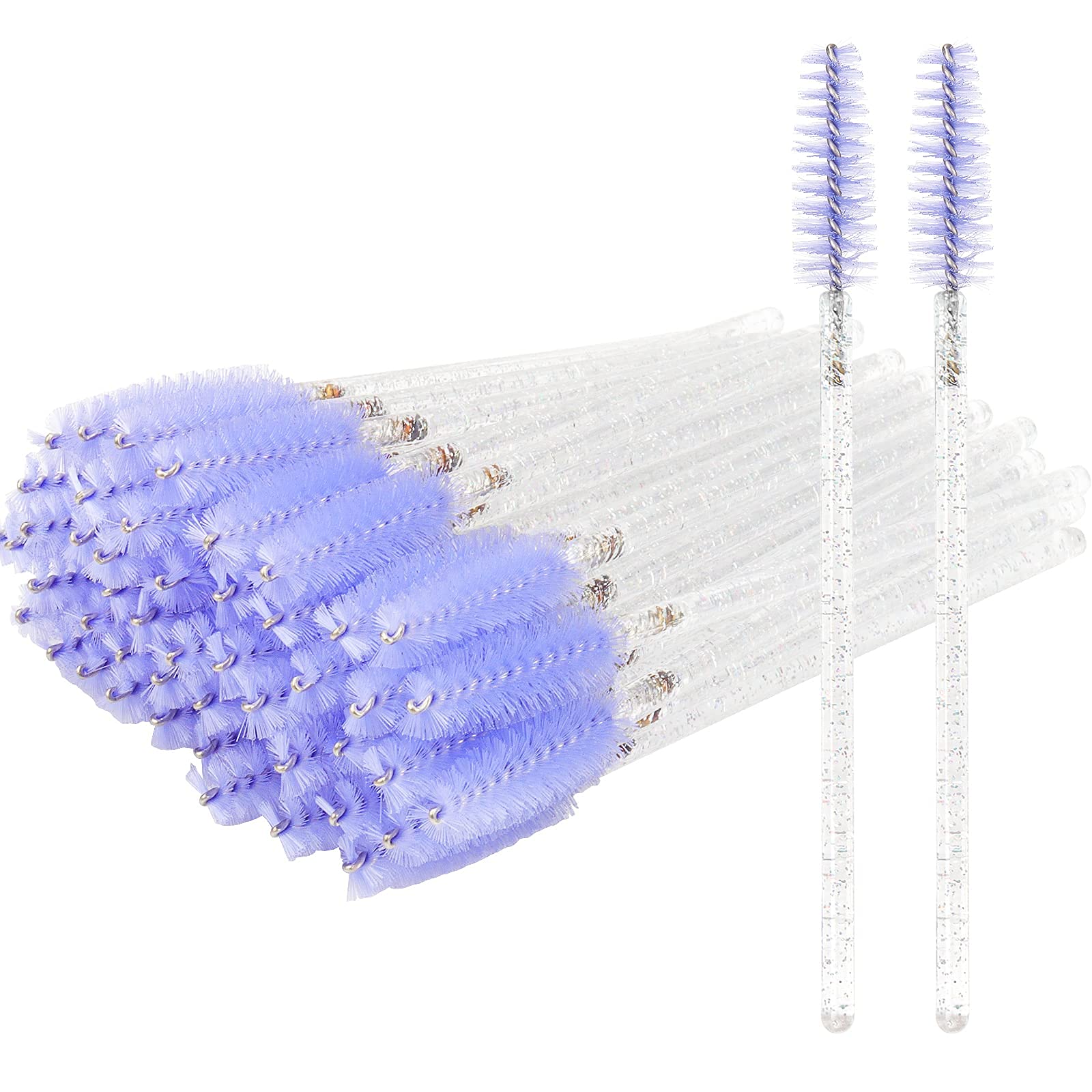 300PCS Disposable Mascara Wands Spoolie Brush Crystal Eyebrow Brushes Eyelash Extension Applicator Makeup Kits.myaokue-up (White