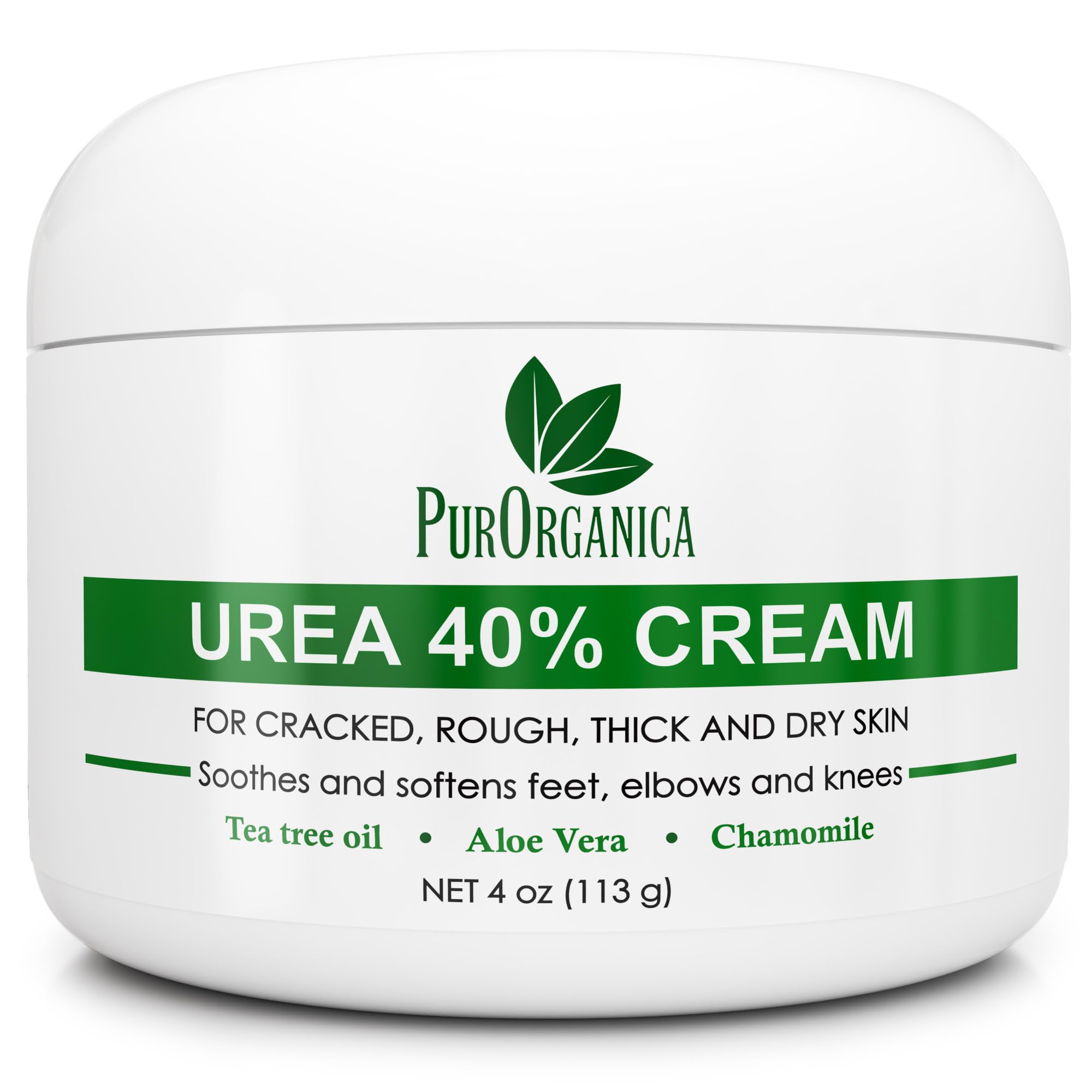 PurOrganica Urea 40% Cream - Made in USA - Foot Cream for Thick, Cracked, Rough, Dead & Dry Skin - Corn, Callus and Dead Skin Re
