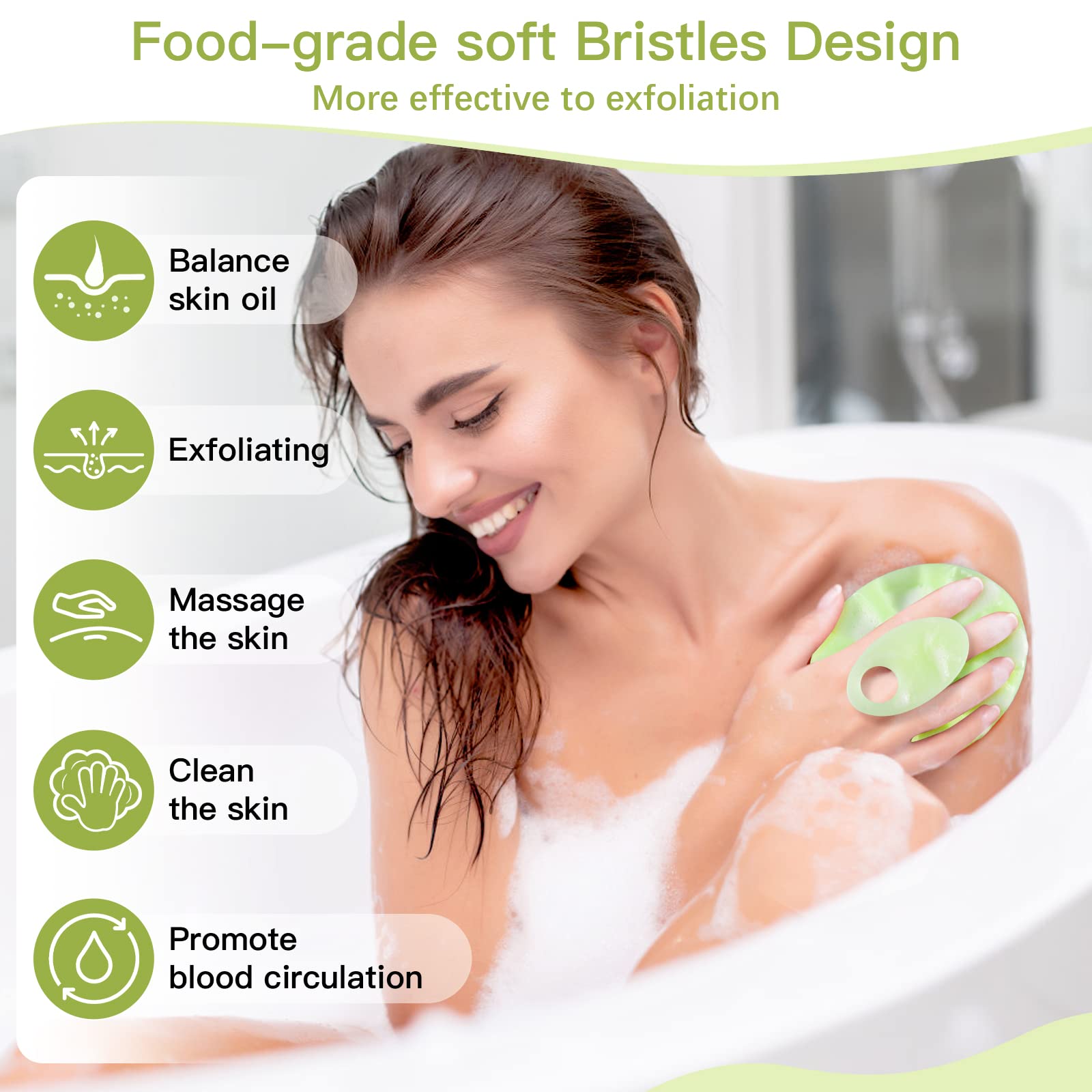 Innerneed Food-Grade Soft Silicone Body Cleansing Brush Shower Scrubber, Gentle Exfoliating And Massage For All Kinds Of Skin (G