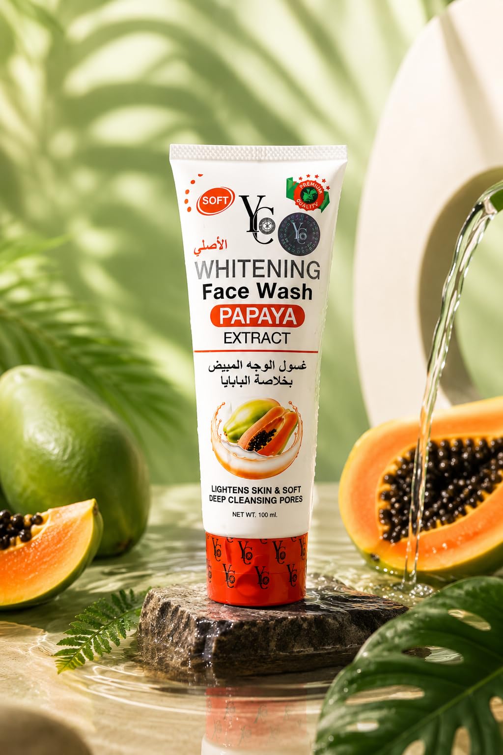 Yc Whitening Face Wash With Papaya Extract, Lightens Skin, Deep Cleansing Pores, 100Ml