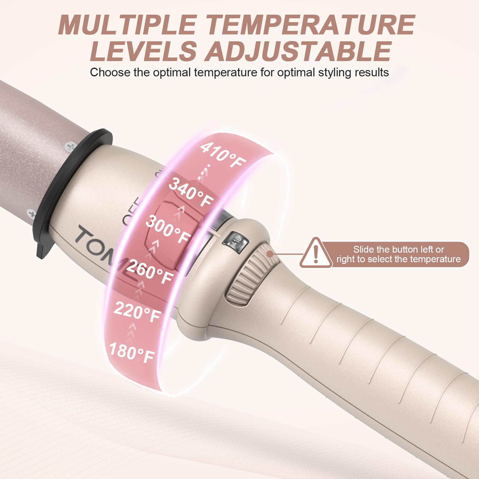 Curling Wand,0.75-1.25 Inch Ceramic Tapered Barrel Curling Iron With Anti-Scald Design,Professional Adjustable Temperature Dual