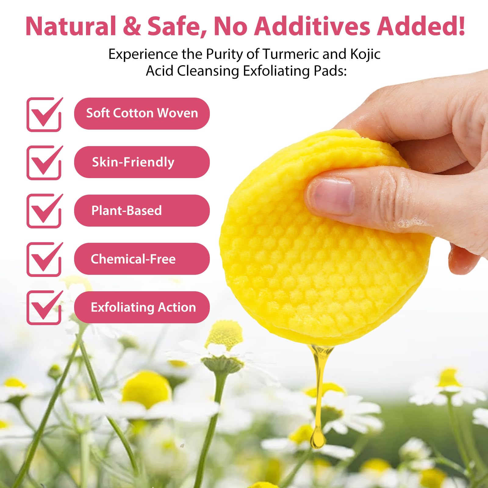 Kojic Acid And Turmeric Cleansing Pads, Turmeric Kojic Acid Cleansing Pads With Vitamin B5, Vitamin C, Turmeric Kojic Acid Lemon